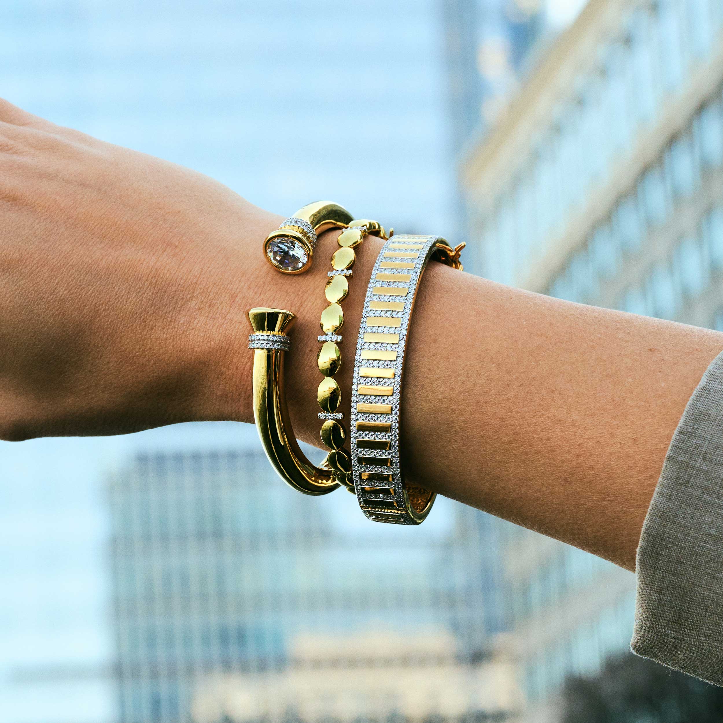 Illuminating Wide Hinge Bangle - FREIDA ROTHMAN