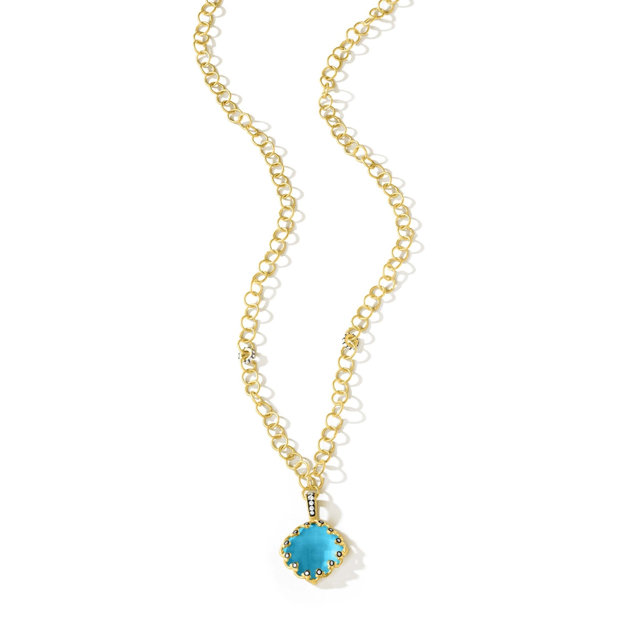 Aqua Azure Chain Link Pendant Necklace - FREIDA ROTHMAN