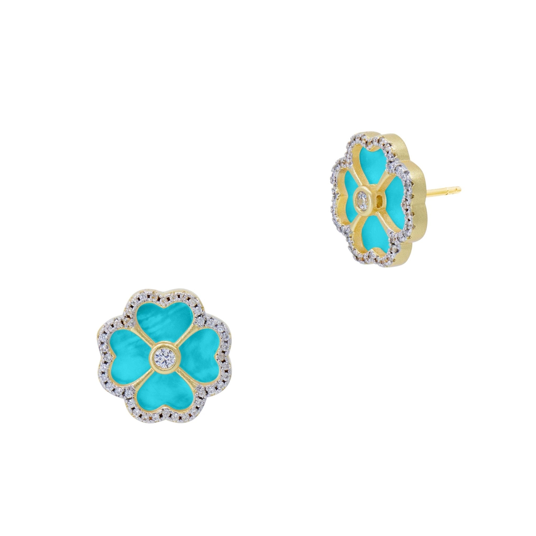 Downtown Flora Turquoise Stud Earrings - FREIDA ROTHMAN