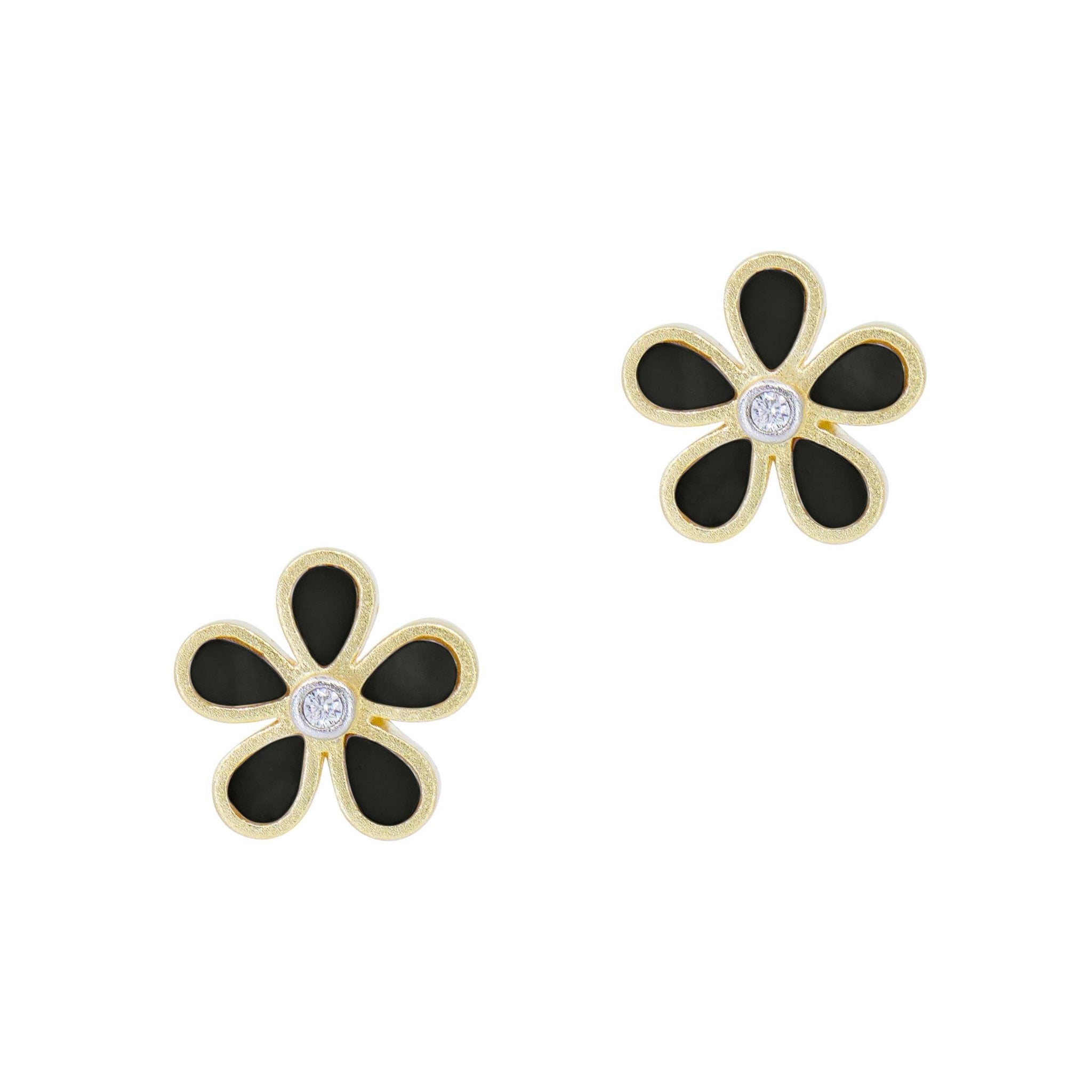 City Onyx Petal Stud Earrings - FREIDA ROTHMAN