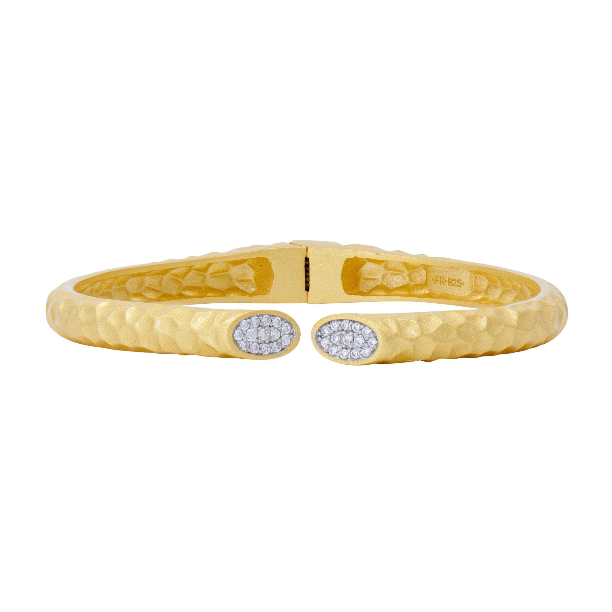City Pavé Edge Hammered Cuff - FREIDA ROTHMAN