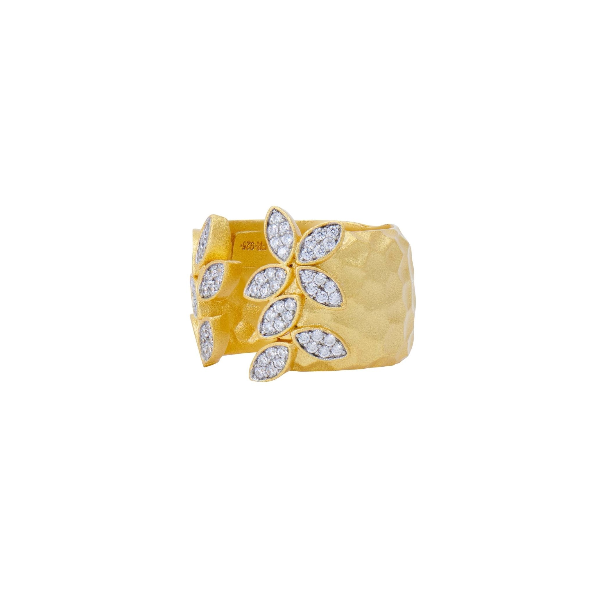 City Petals Hammered Wide Cuff Ring - FREIDA ROTHMAN