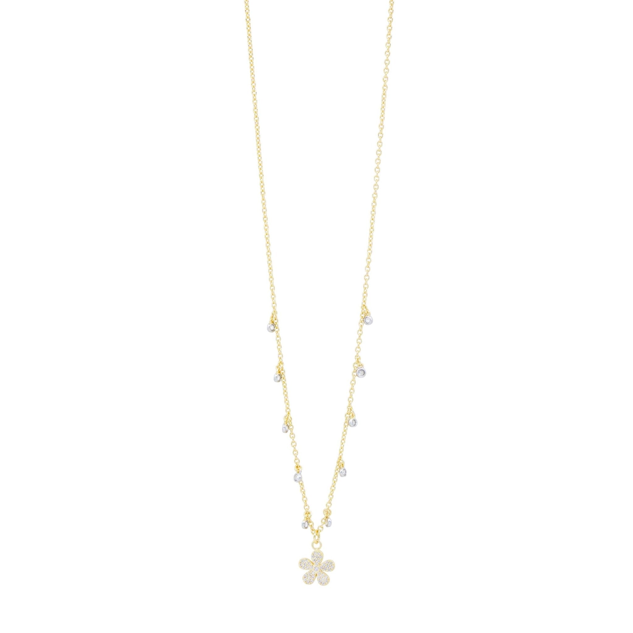 City Pavé Petal Studded Charm Necklace - FREIDA ROTHMAN