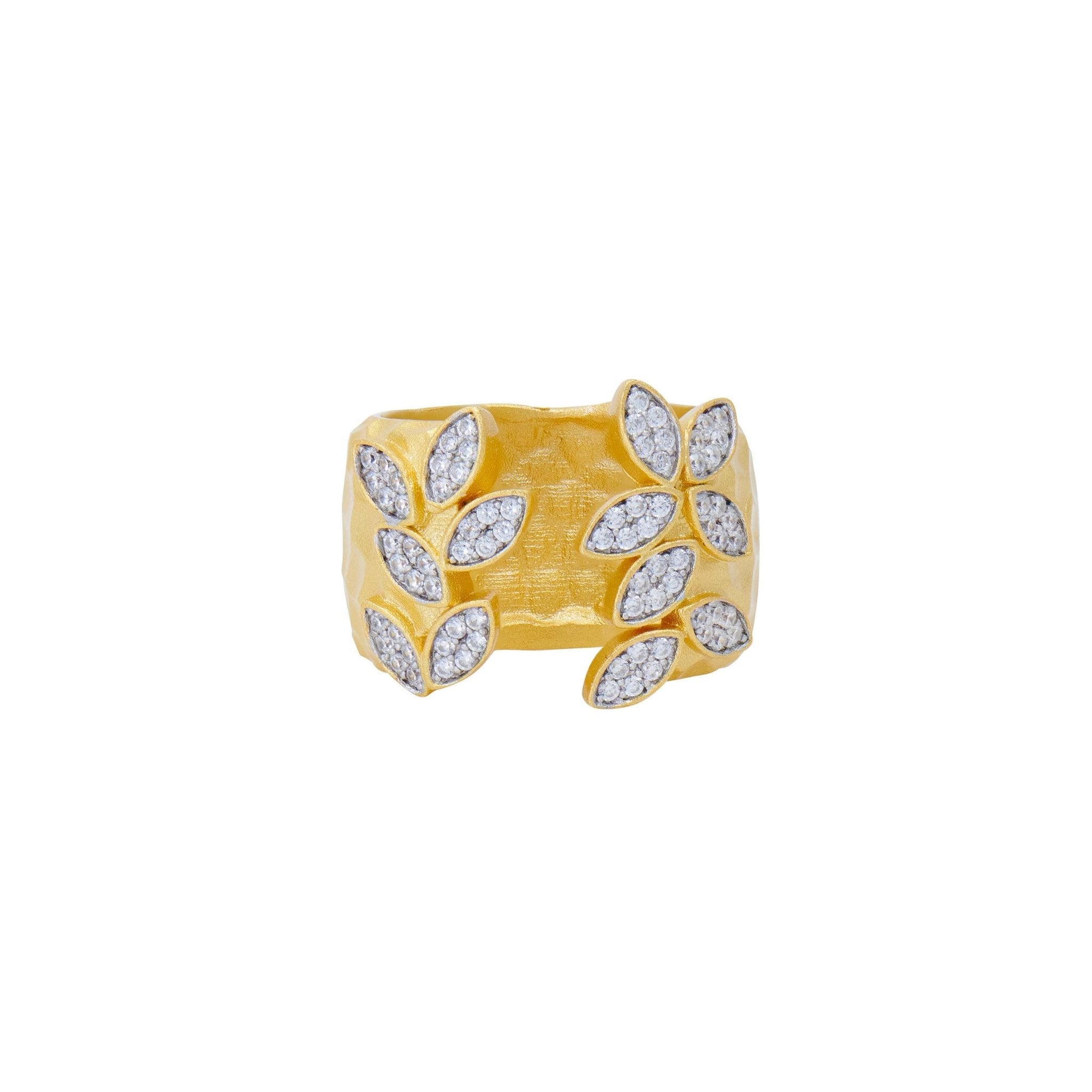 City Petals Hammered Wide Cuff Ring - FREIDA ROTHMAN