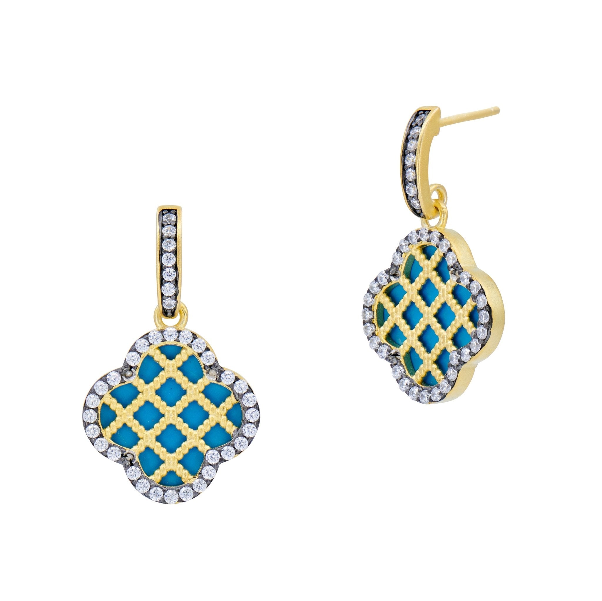 Brooklyn Mosaic Criss Cross Clover Earrings - FREIDA ROTHMAN
