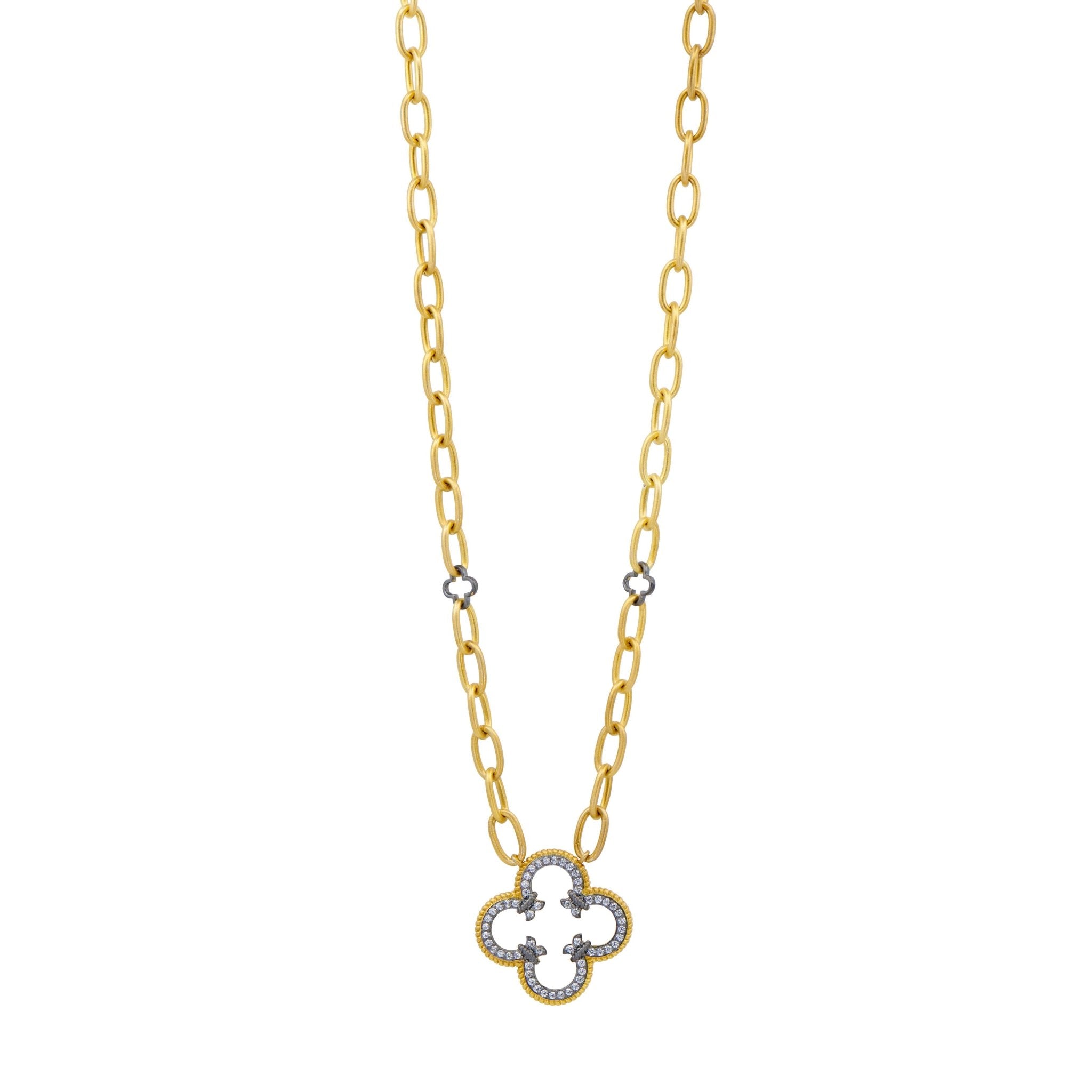 Brooklyn Mosaic Open Clover Chain Link Necklace - FREIDA ROTHMAN