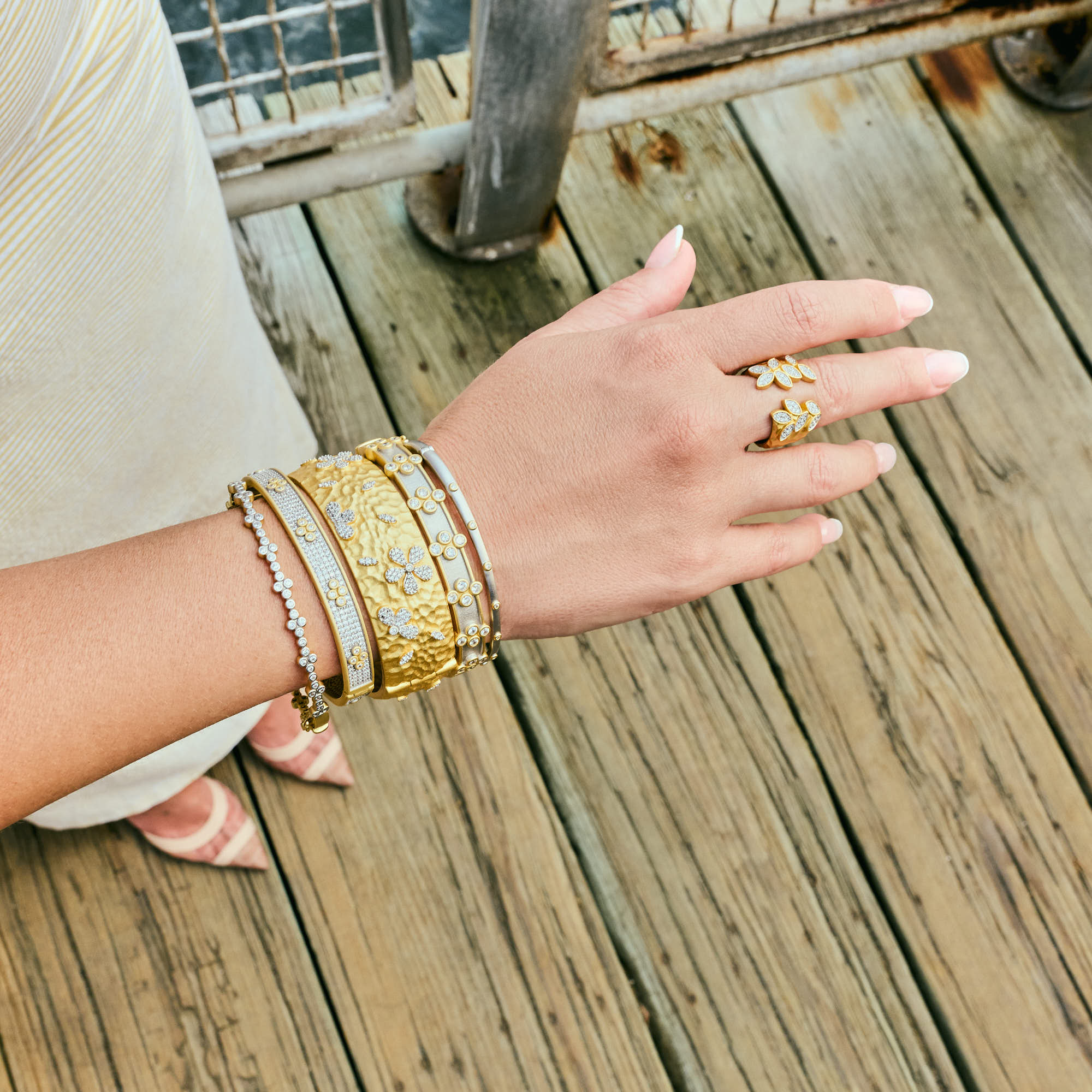 Garden of Grit Hammered Statement Bracelet - FREIDA ROTHMAN