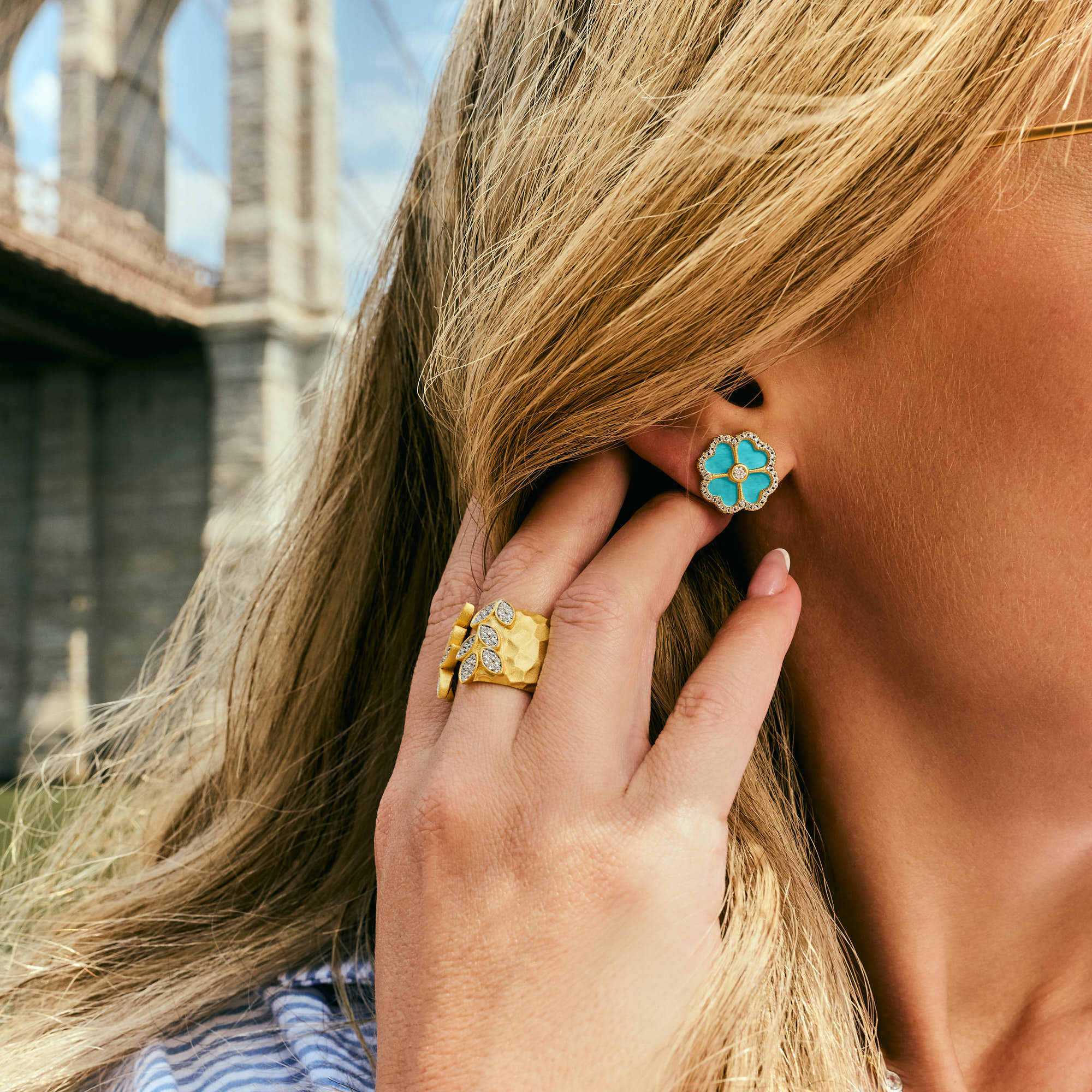 Downtown Flora Turquoise Stud Earrings - FREIDA ROTHMAN