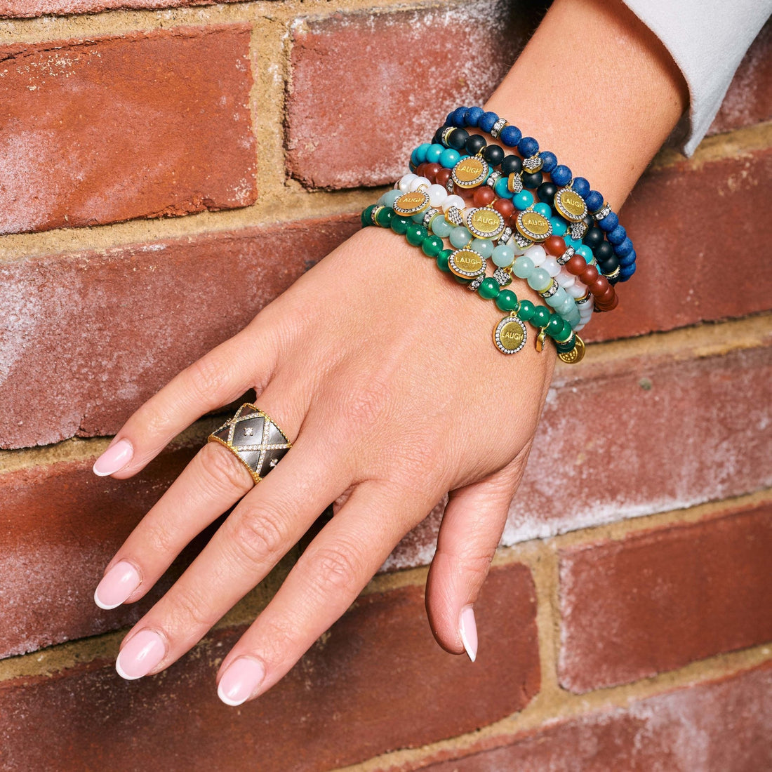 The LAUGH Beaded Stretch Bracelet - FREIDA ROTHMAN