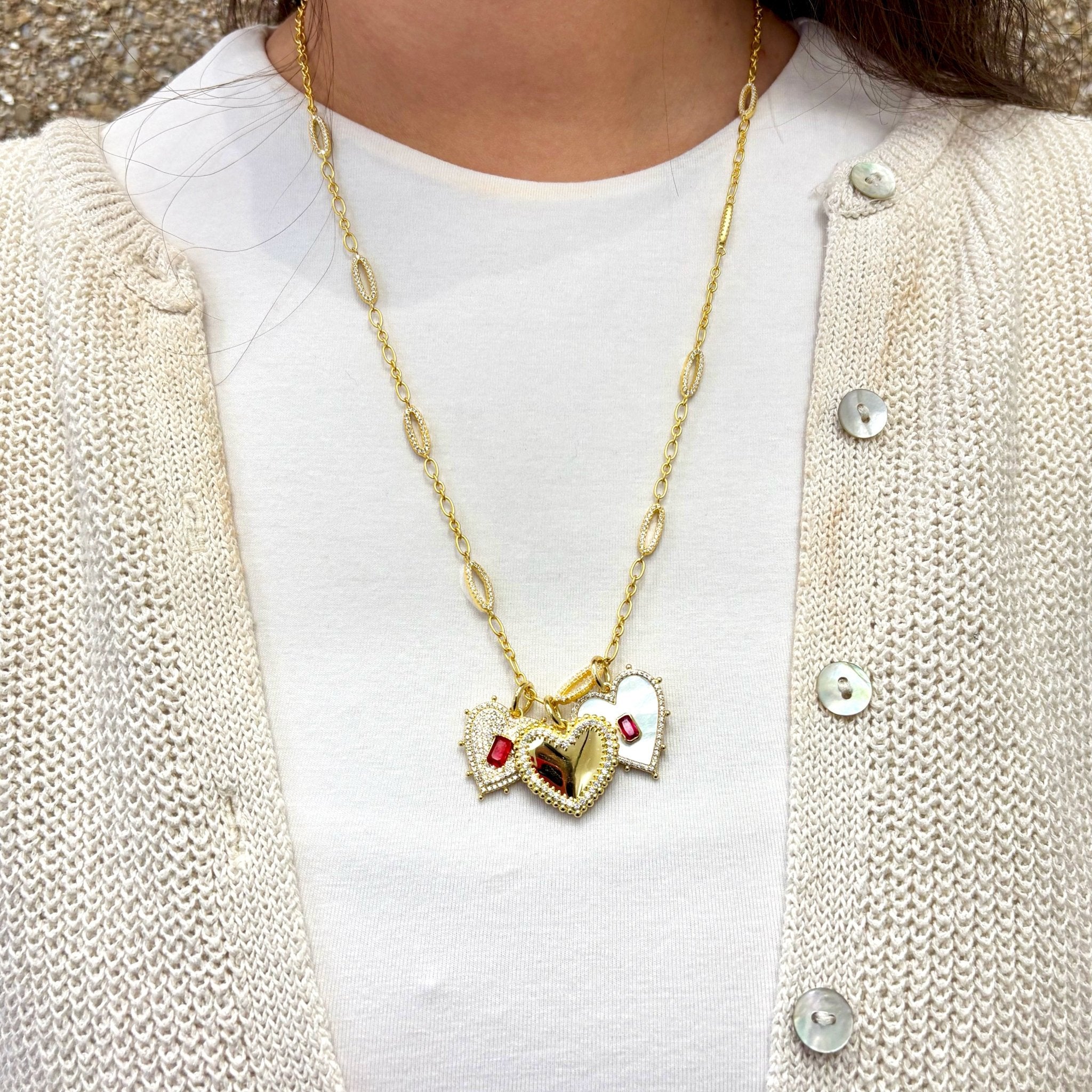 The Linked Hearts Charm Necklace - FREIDA ROTHMAN