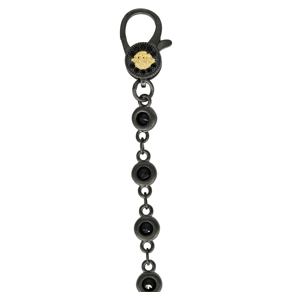 18" Black CZ Bezel Charm Bar Chain