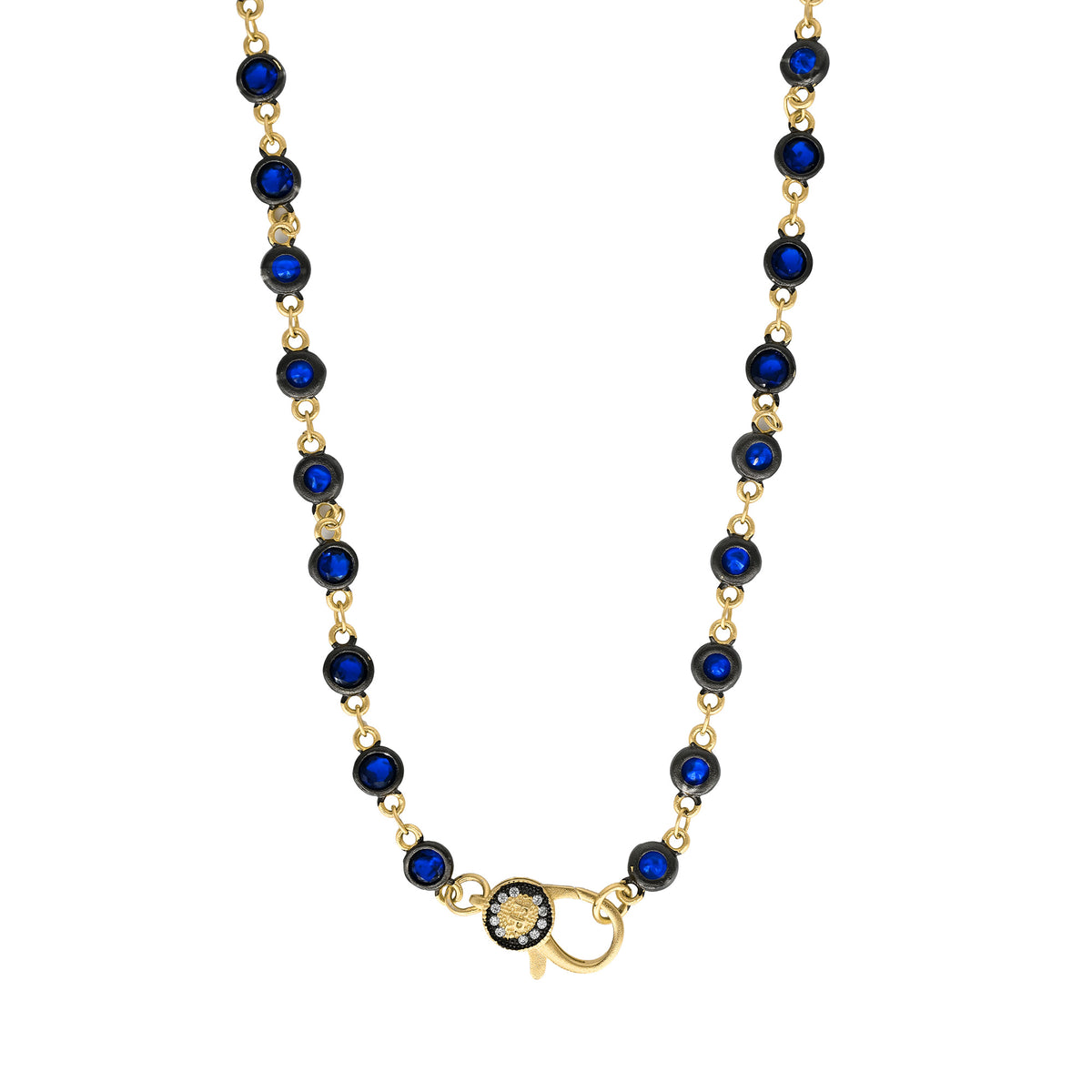 18" Blue CZ Bezel Charm Bar Chain