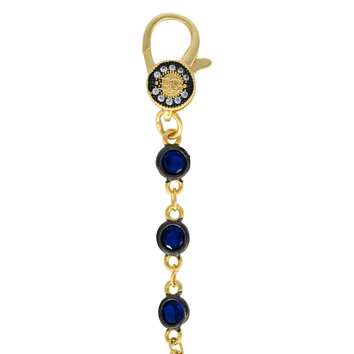 18" Blue CZ Bezel Charm Bar Chain