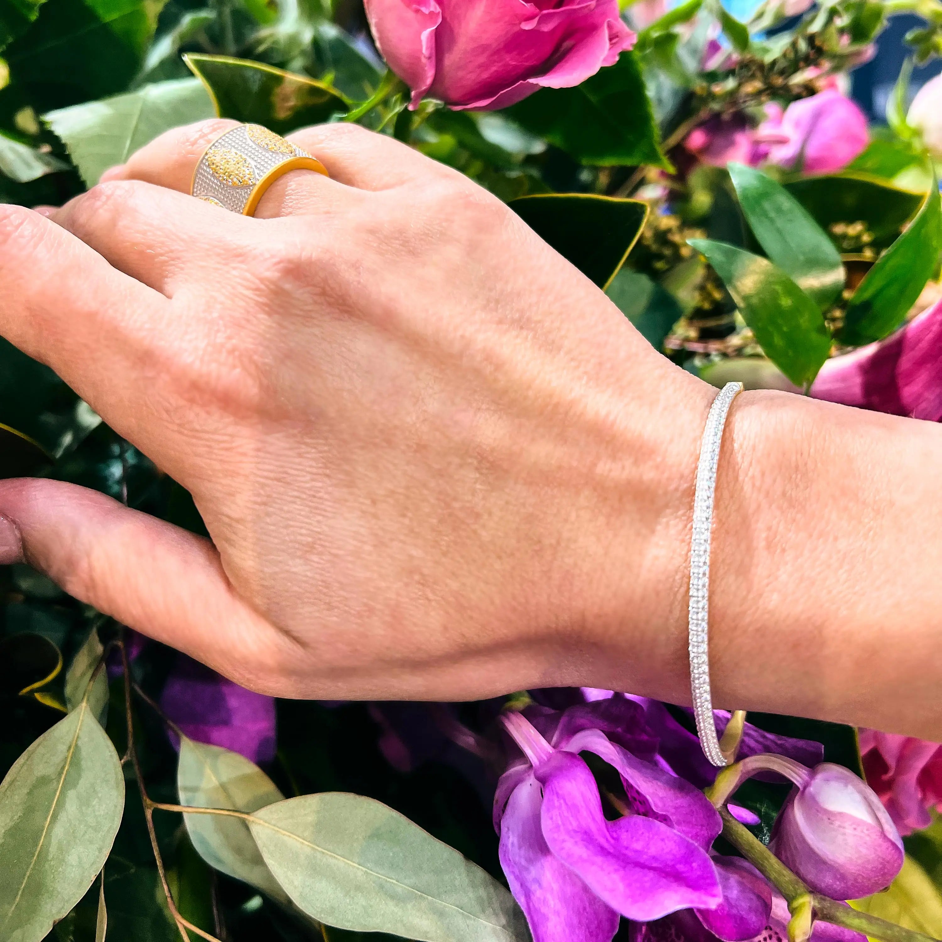 Blossoming Pavé Hinge Bangle Armor of Hope BRACELET