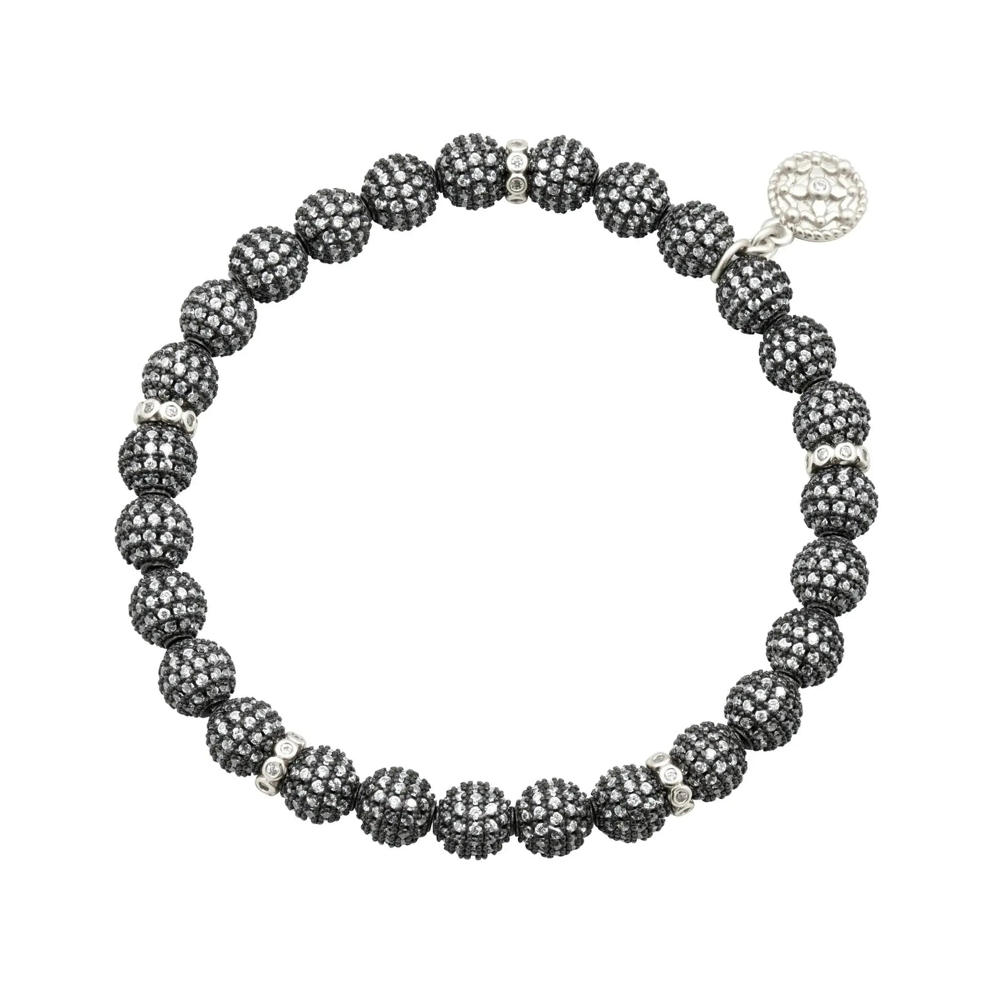 BlackWhite Matte Bead Stretch Bracelet Industrial Finish BRACELET
