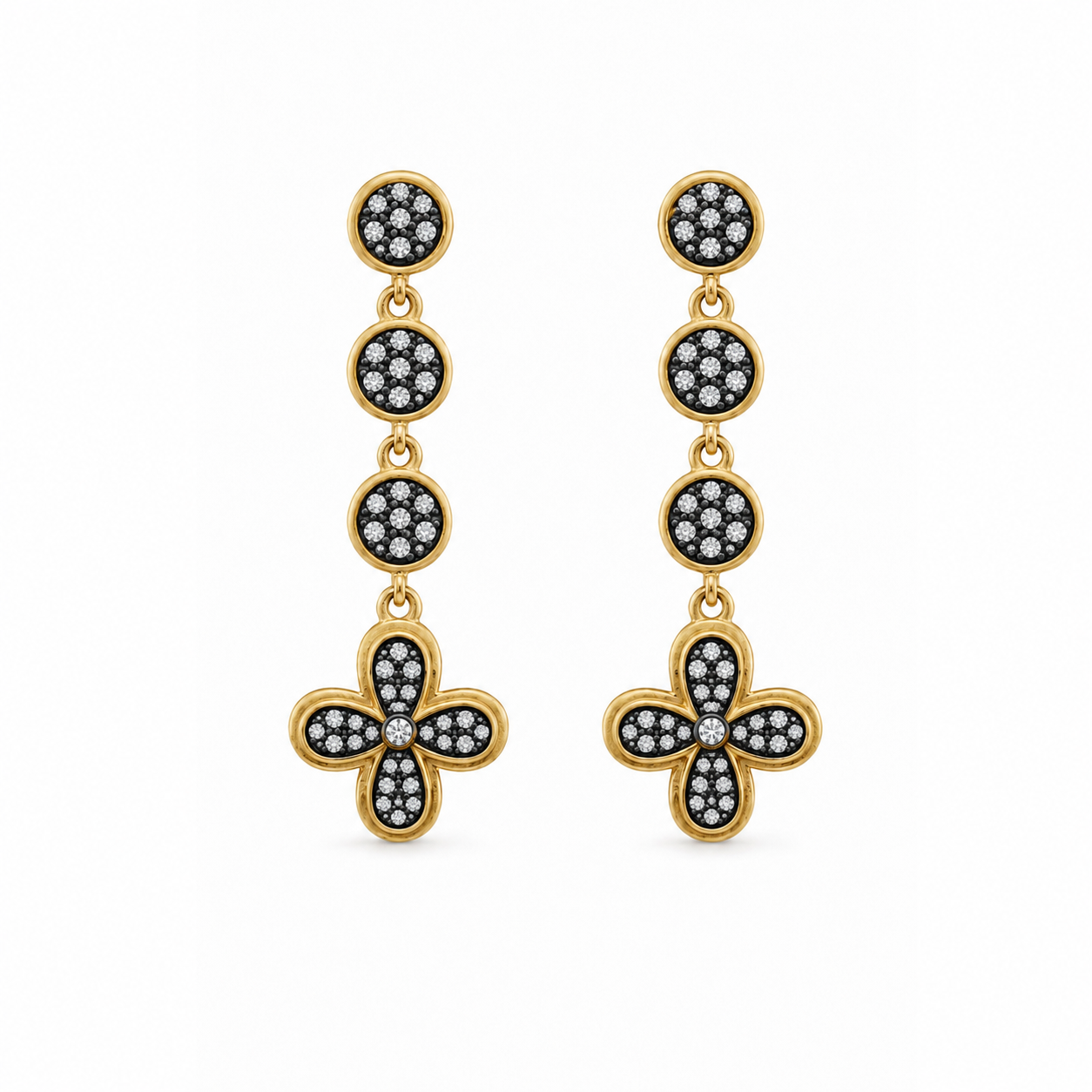 Pavé Clover Drop Earrings
