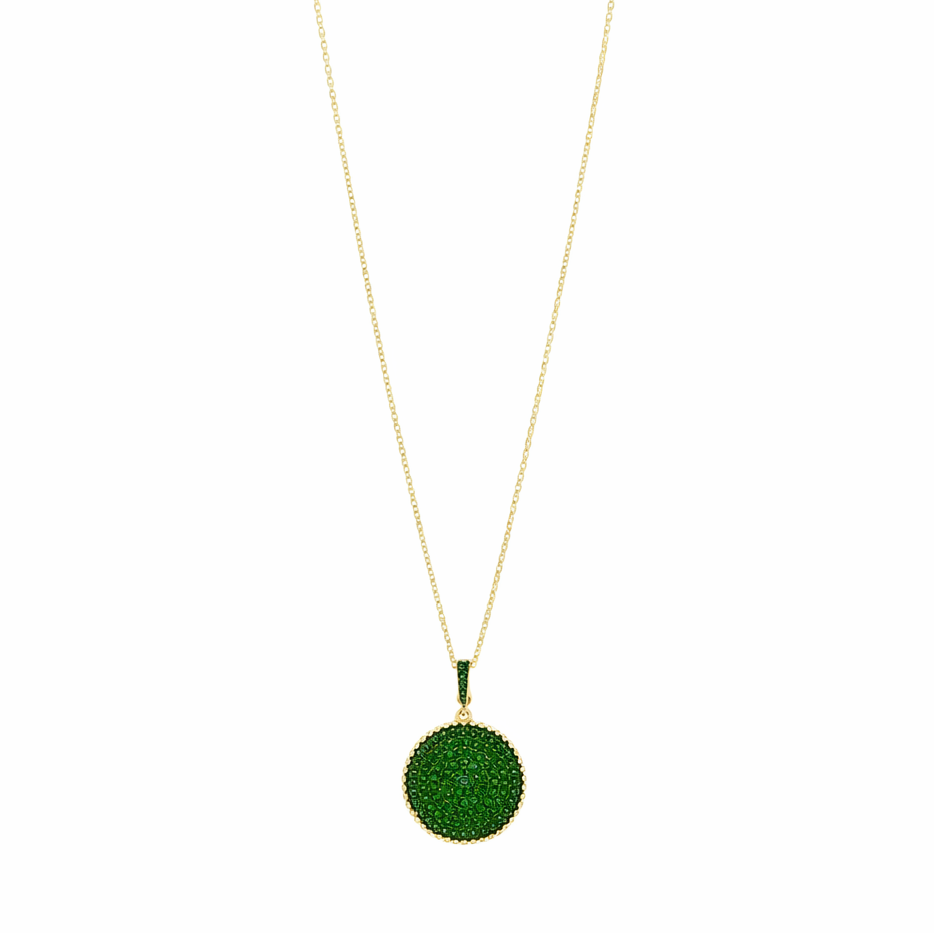 Pavé Disc Double-Sided Pendant Necklace