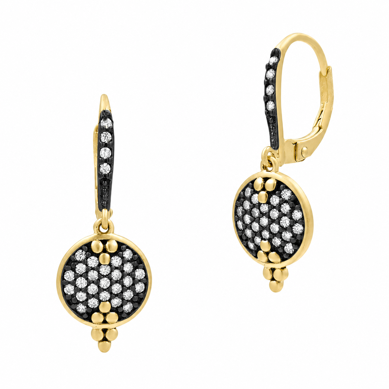 Fleur Bloom Pavé Disc Lever Back Earrings