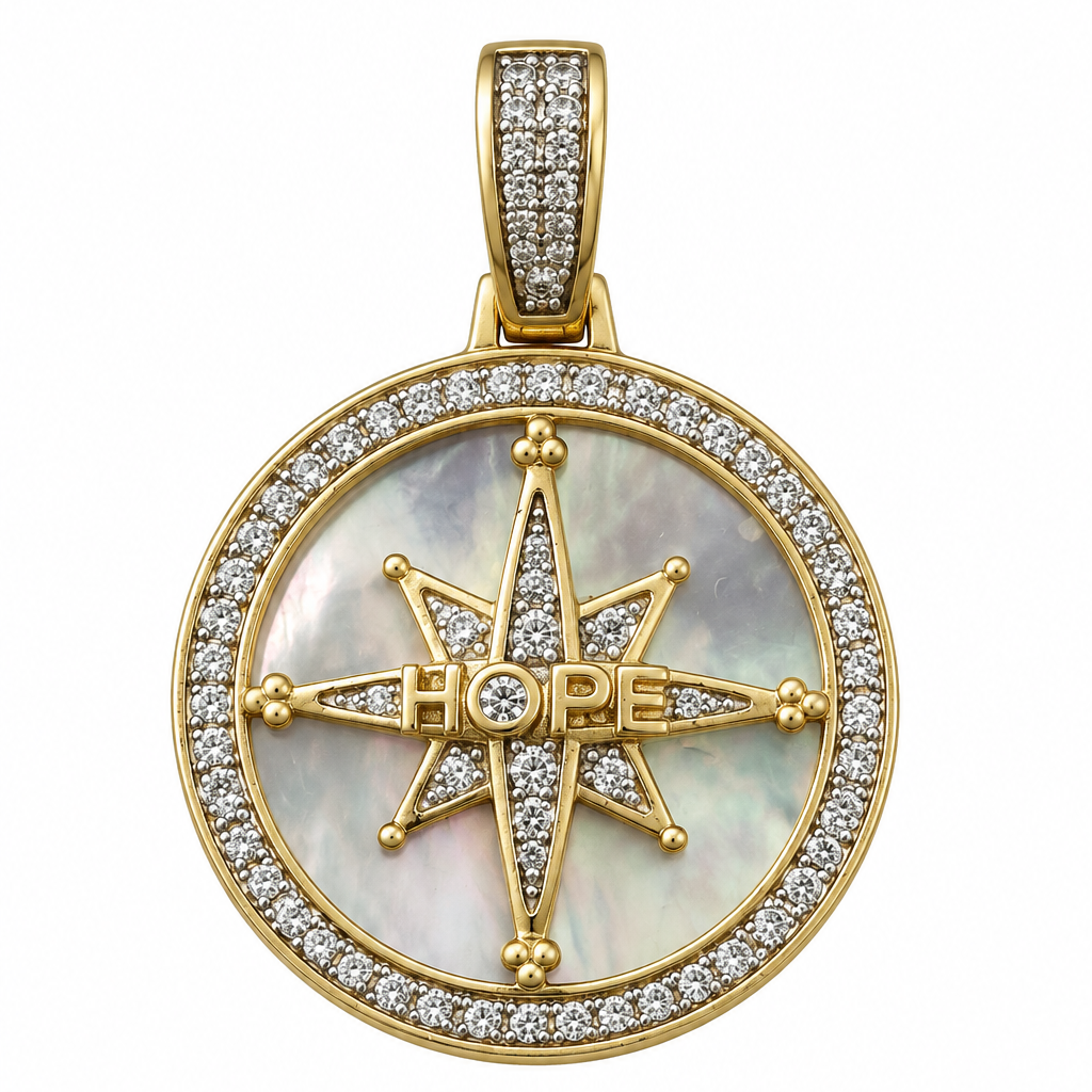 Mother of Pearl Compass Hope Charm