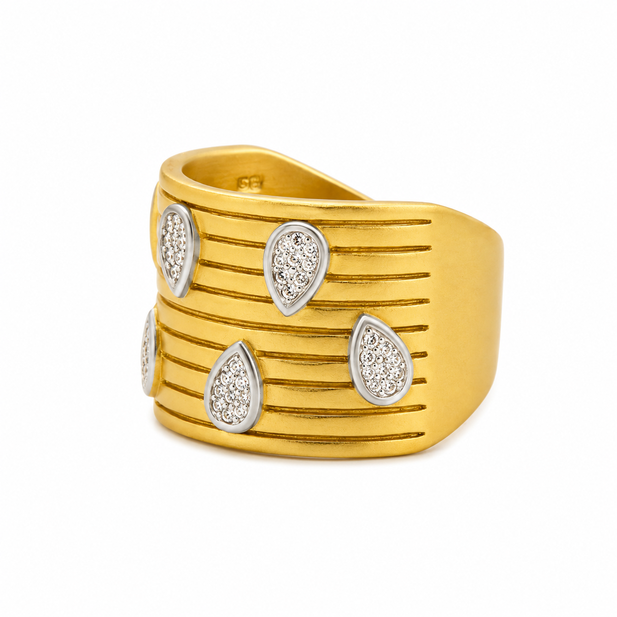Teardrops of Pavé Cigar Band Ring