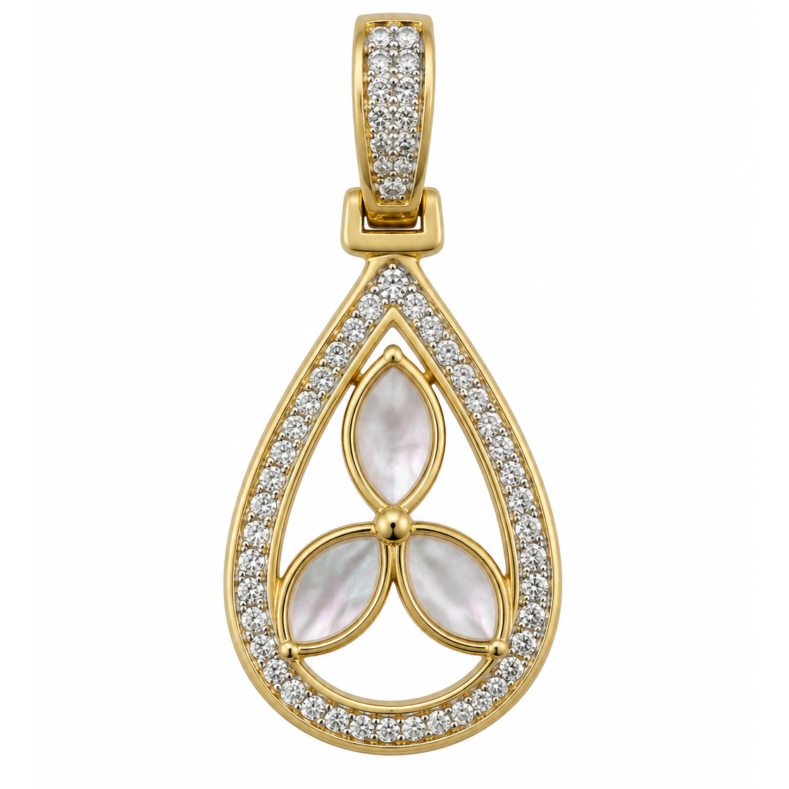 Mother of Pearl Petal Teardrop Charm