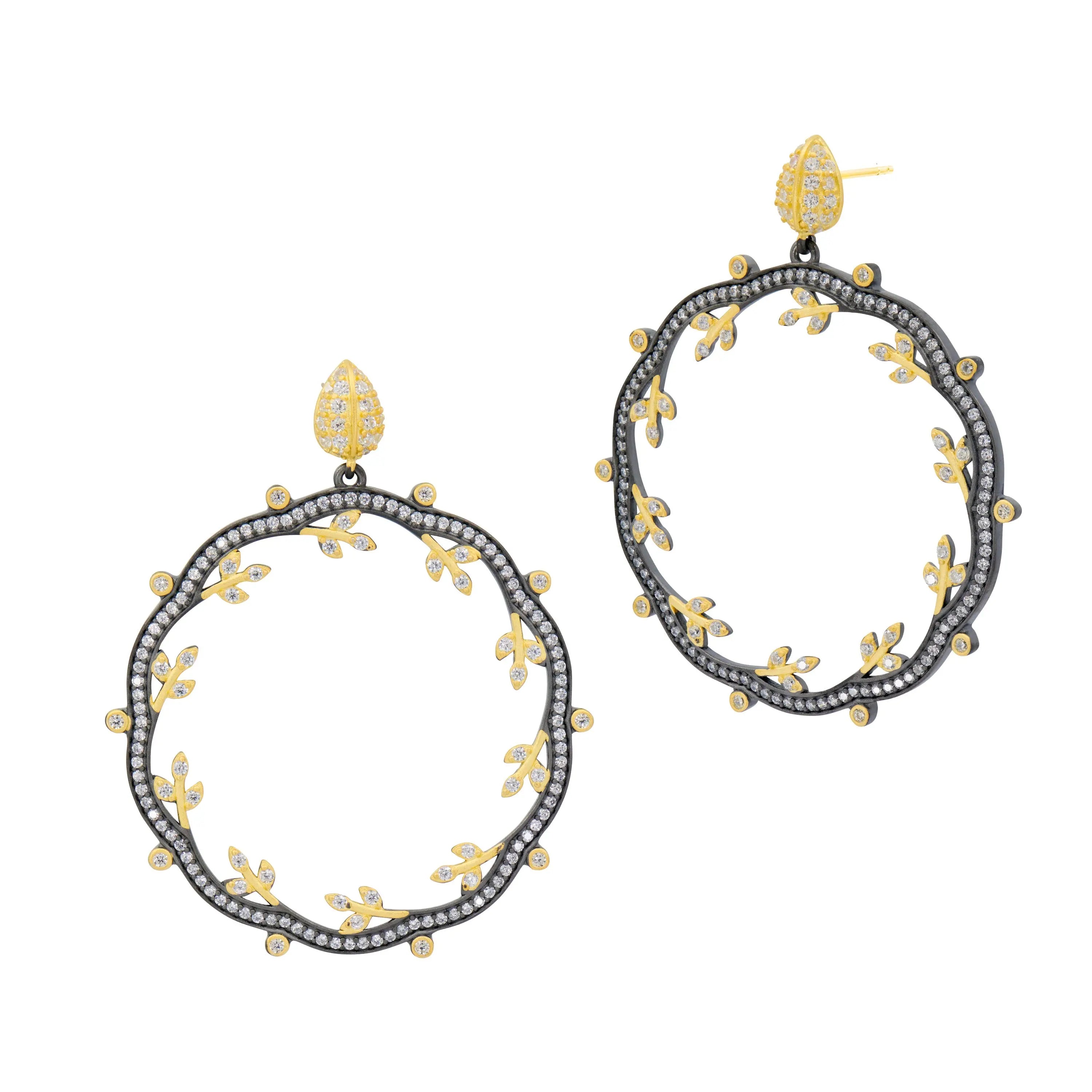 GoldBlack Brooklyn In Bloom Open Hoop Earrings Armor of Hope EARRING