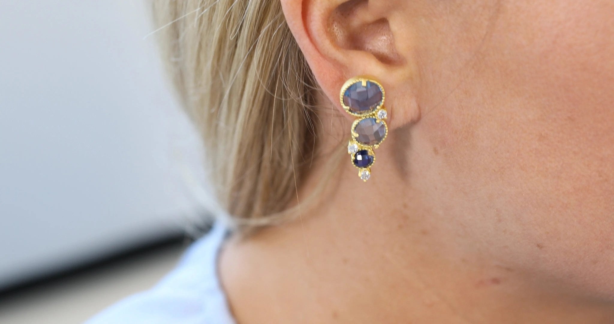 Imperial Blue Climber Earrings - FREIDA ROTHMAN