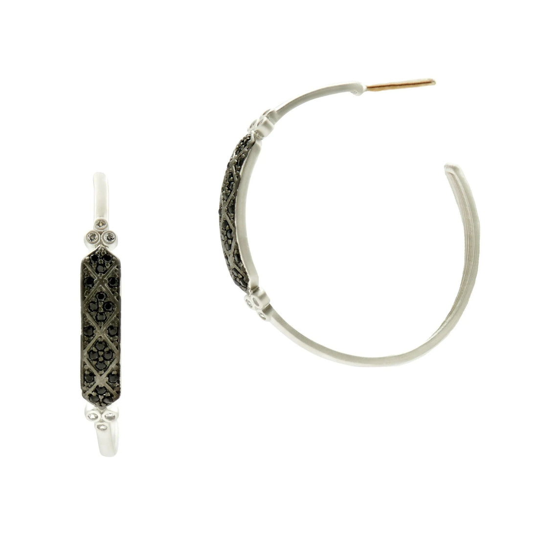 Industrial Finish Pav̩ Hoop Earrings - FREIDA ROTHMAN