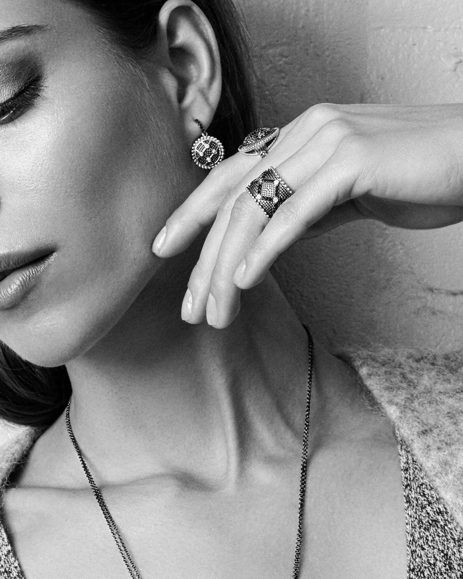 Industrial Finish Short Drop Earrings - FREIDA ROTHMAN