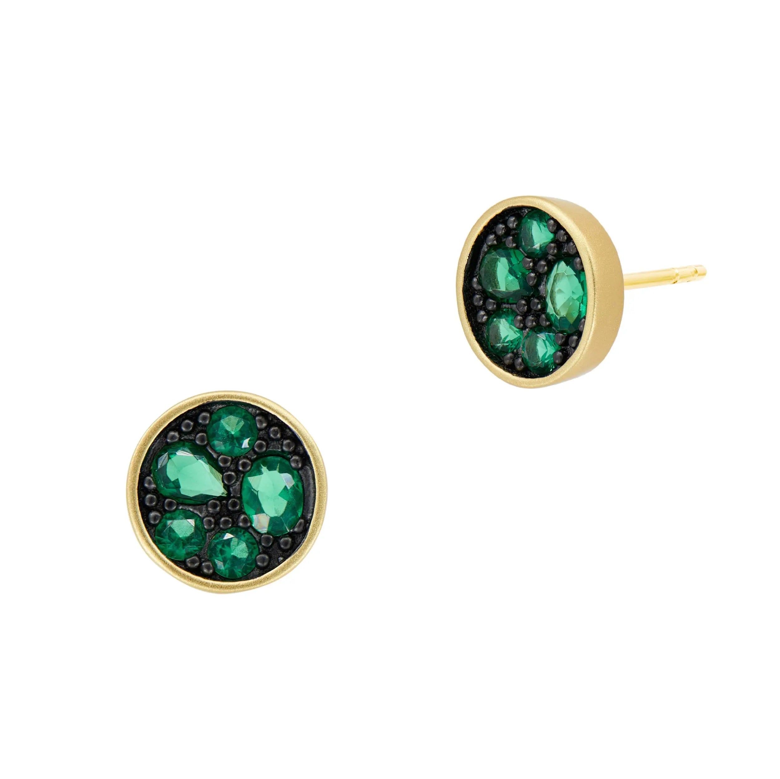MatteGoldBlack Midnight Emerald Studs Midnight EARRING