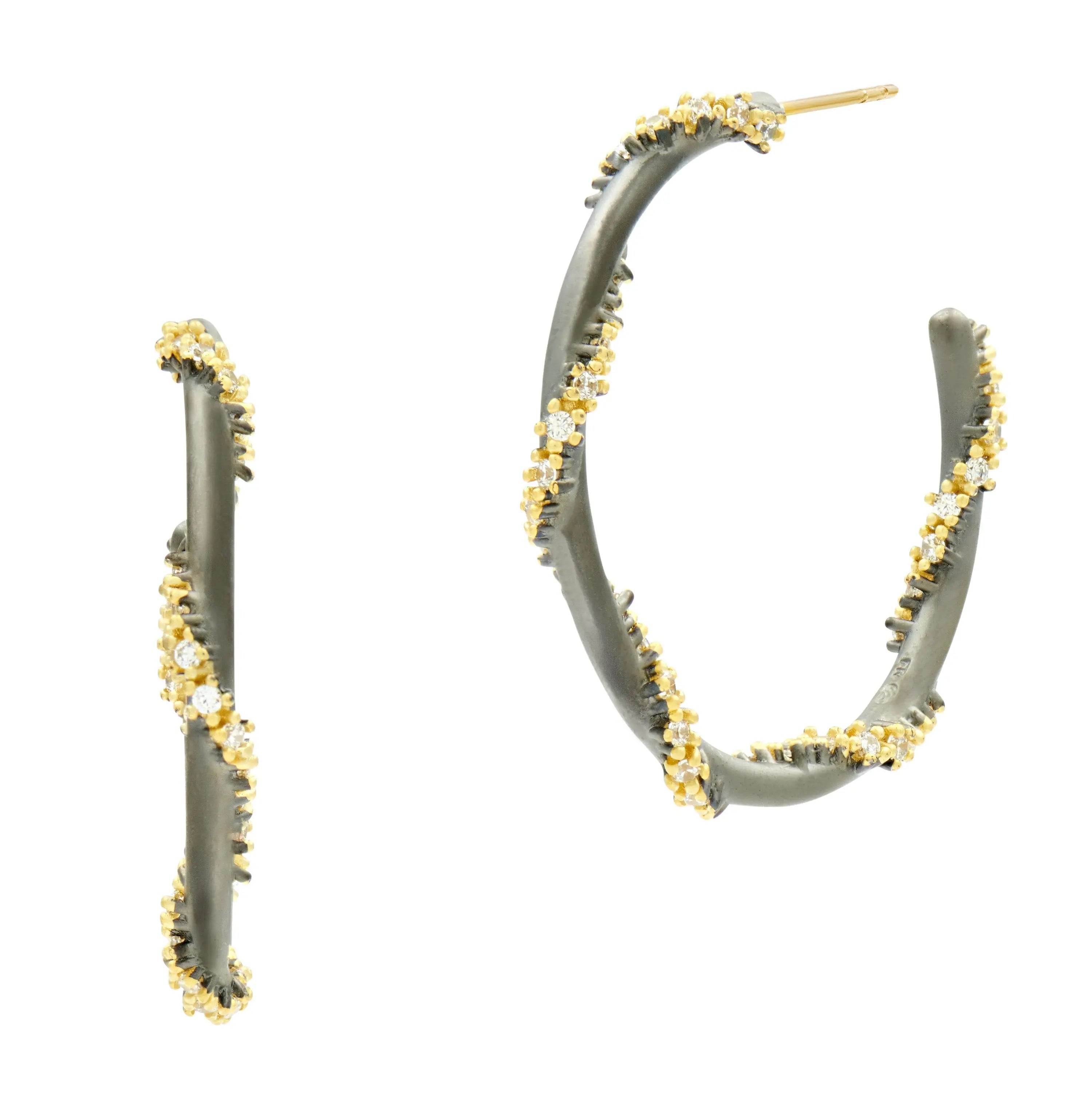 MatteGoldBlack Midnight Pavé Roped Hoop Earring Midnight EARRING