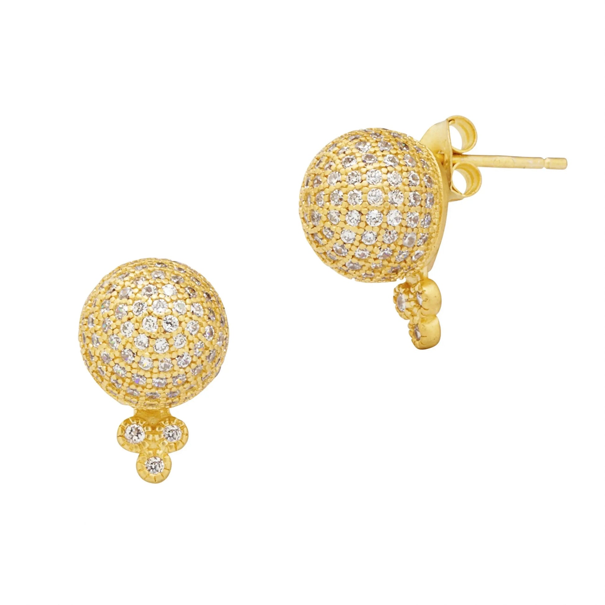 Gold Pavé Ball Stud Earrings FREIDA ROTHMAN EARRING