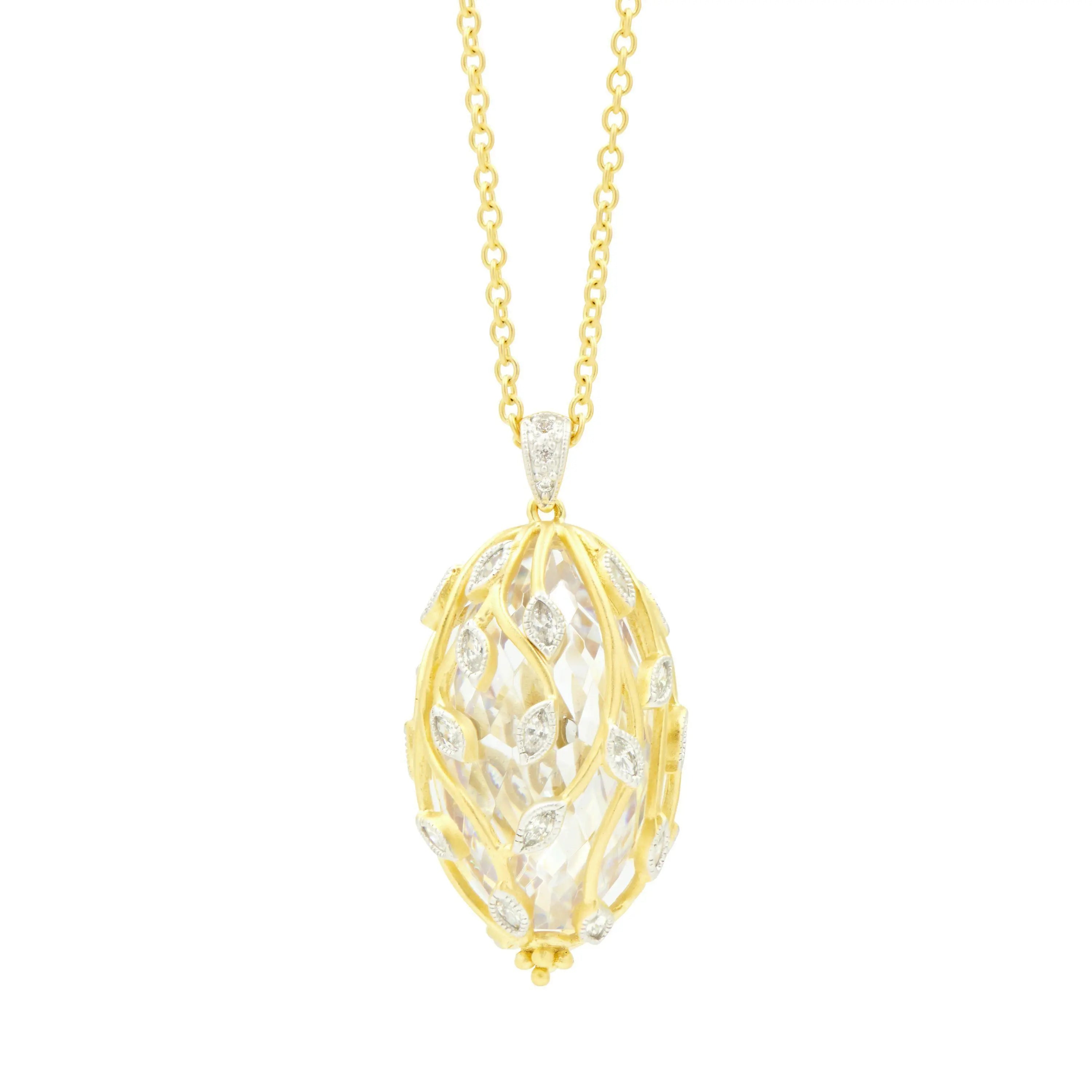 Fleur Bloom Textured Pendant Necklace - FREIDA ROTHMAN