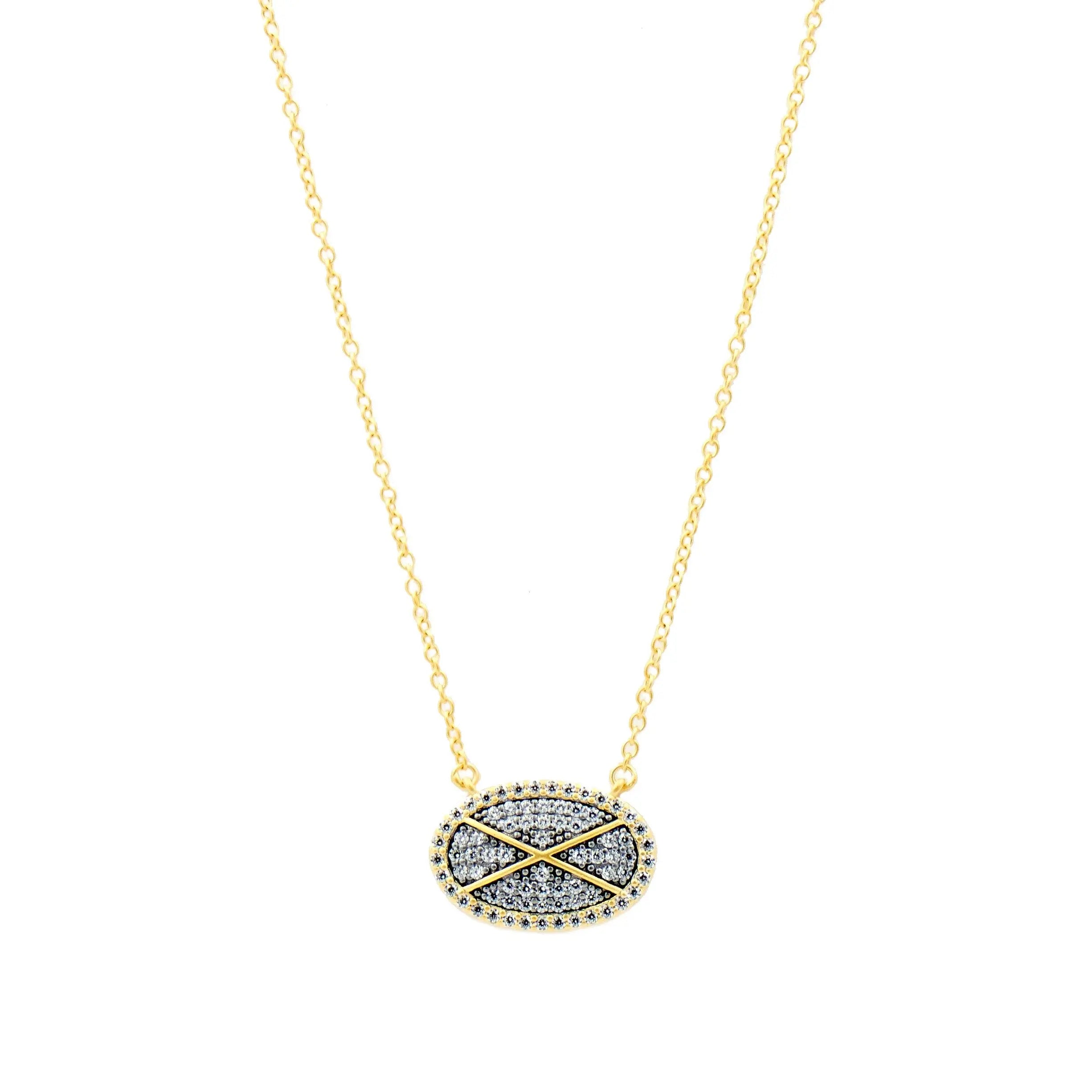 Criss Cross Pavé Pendant FR Vault NECKLACE