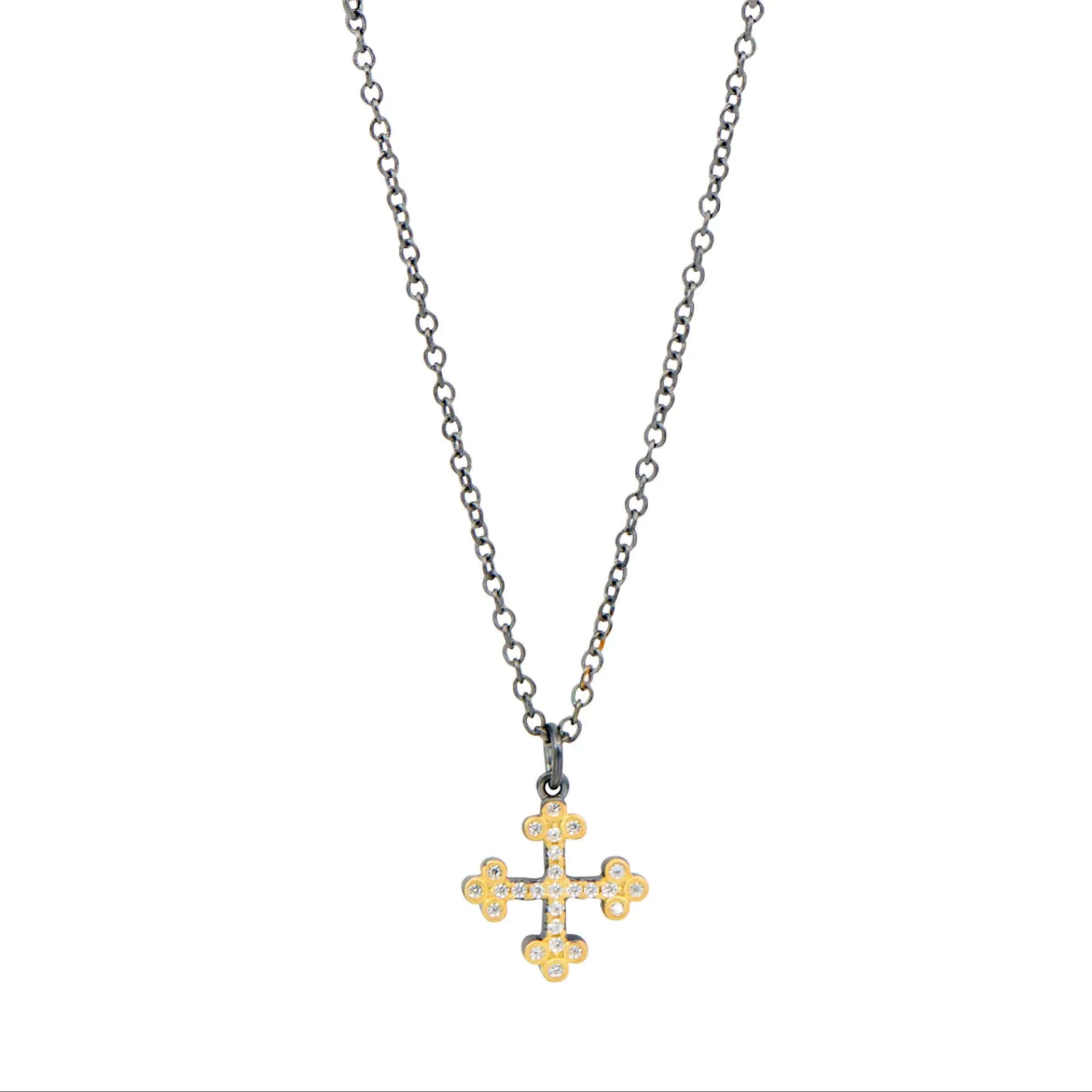 GoldBlack Cross Necklace FREIDA ROTHMAN NECKLACE