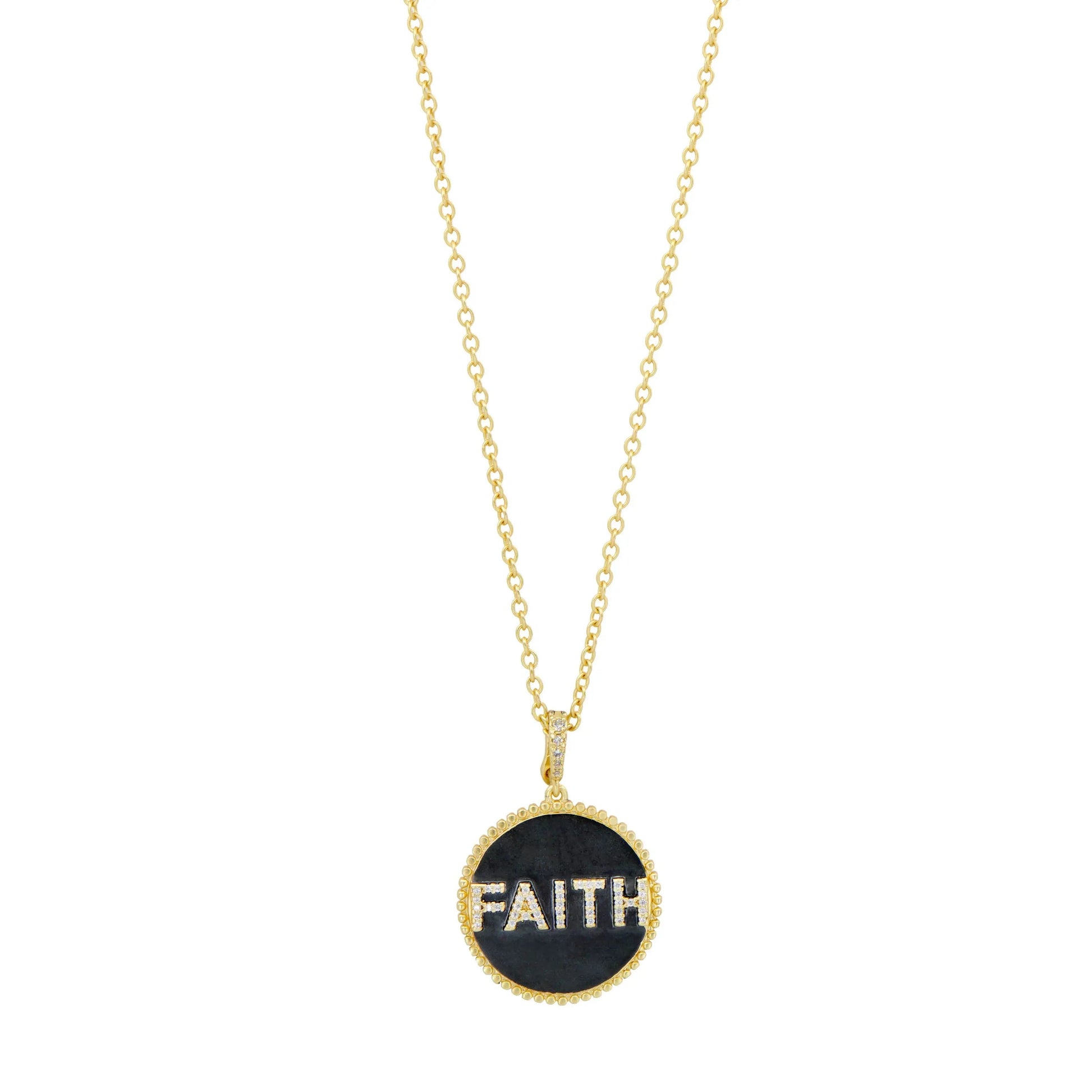 BlackGold Double Sided FAITH Pendant Necklace Women of Strength NECKLACE