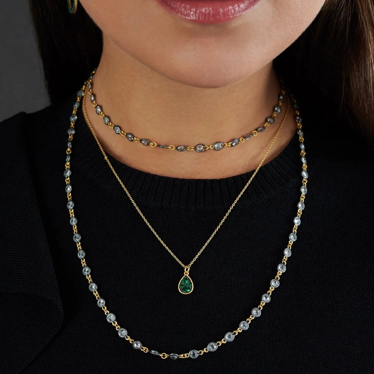 Emerald Midnight Teardrop Pendant Midnight NECKLACE