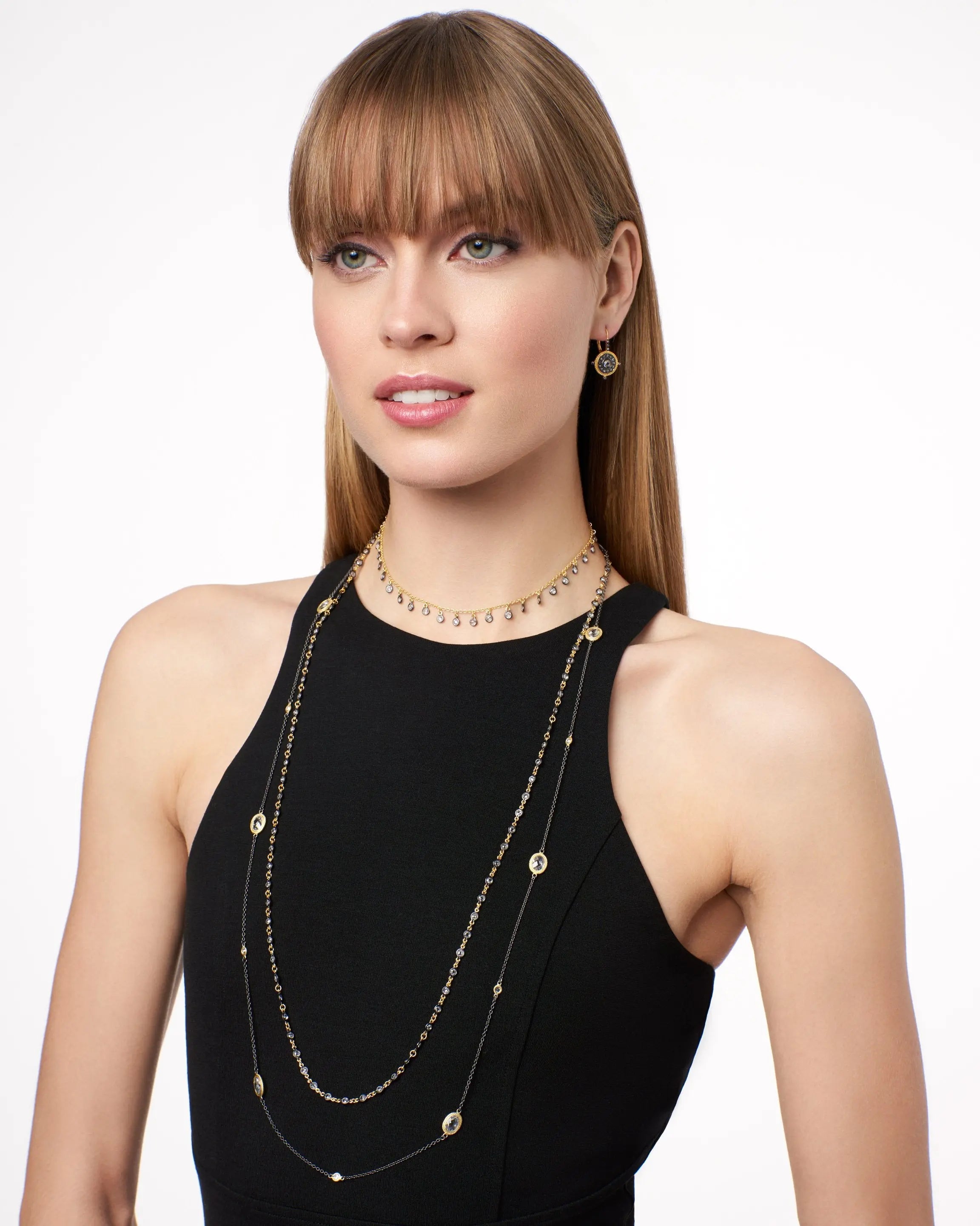 Faceted Stones Wrap Chain Necklace Signature NECKLACE