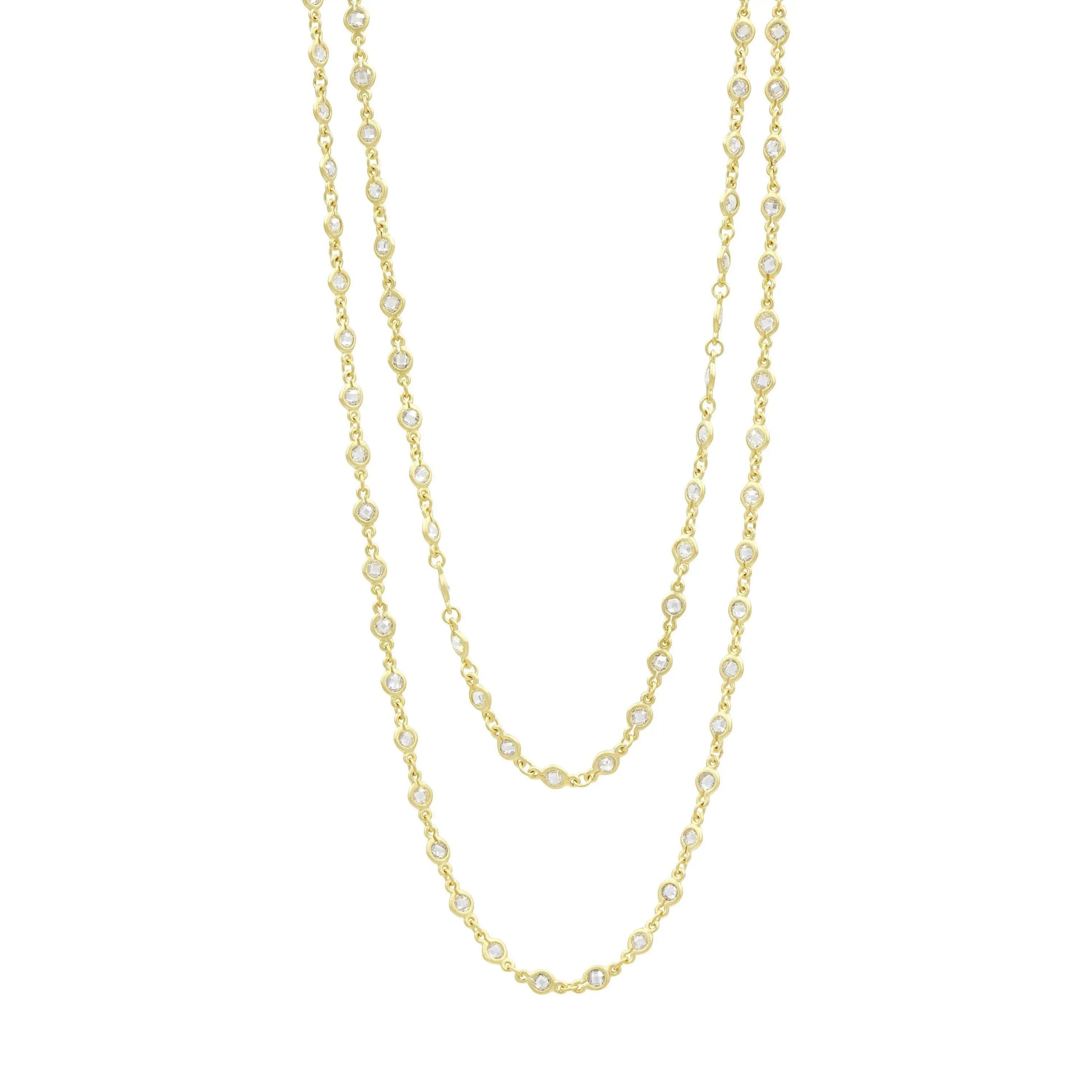 Gold Faceted Stones Wrap Chain Necklace Signature NECKLACE