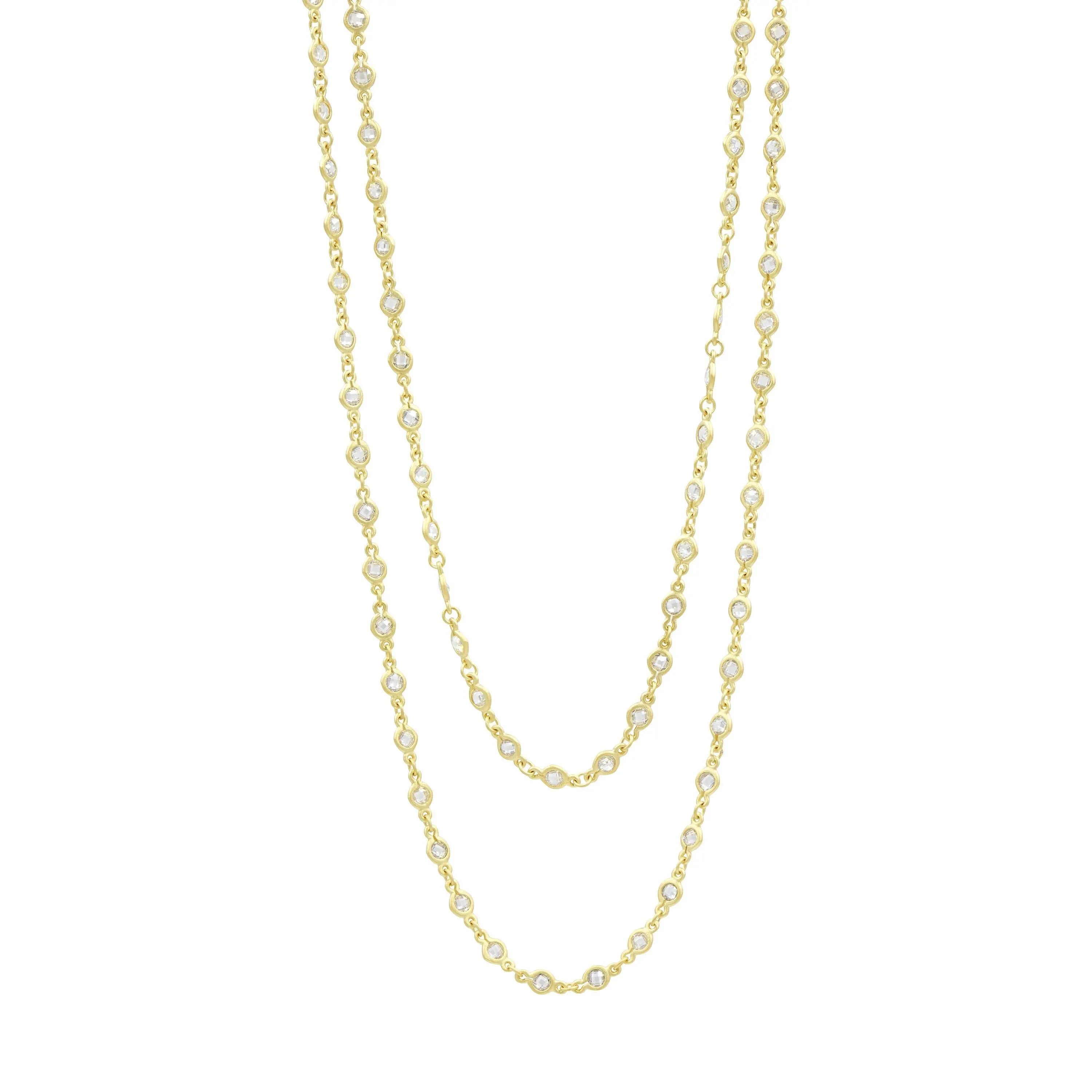 Gold Faceted Stones Wrap Chain Necklace Signature NECKLACE