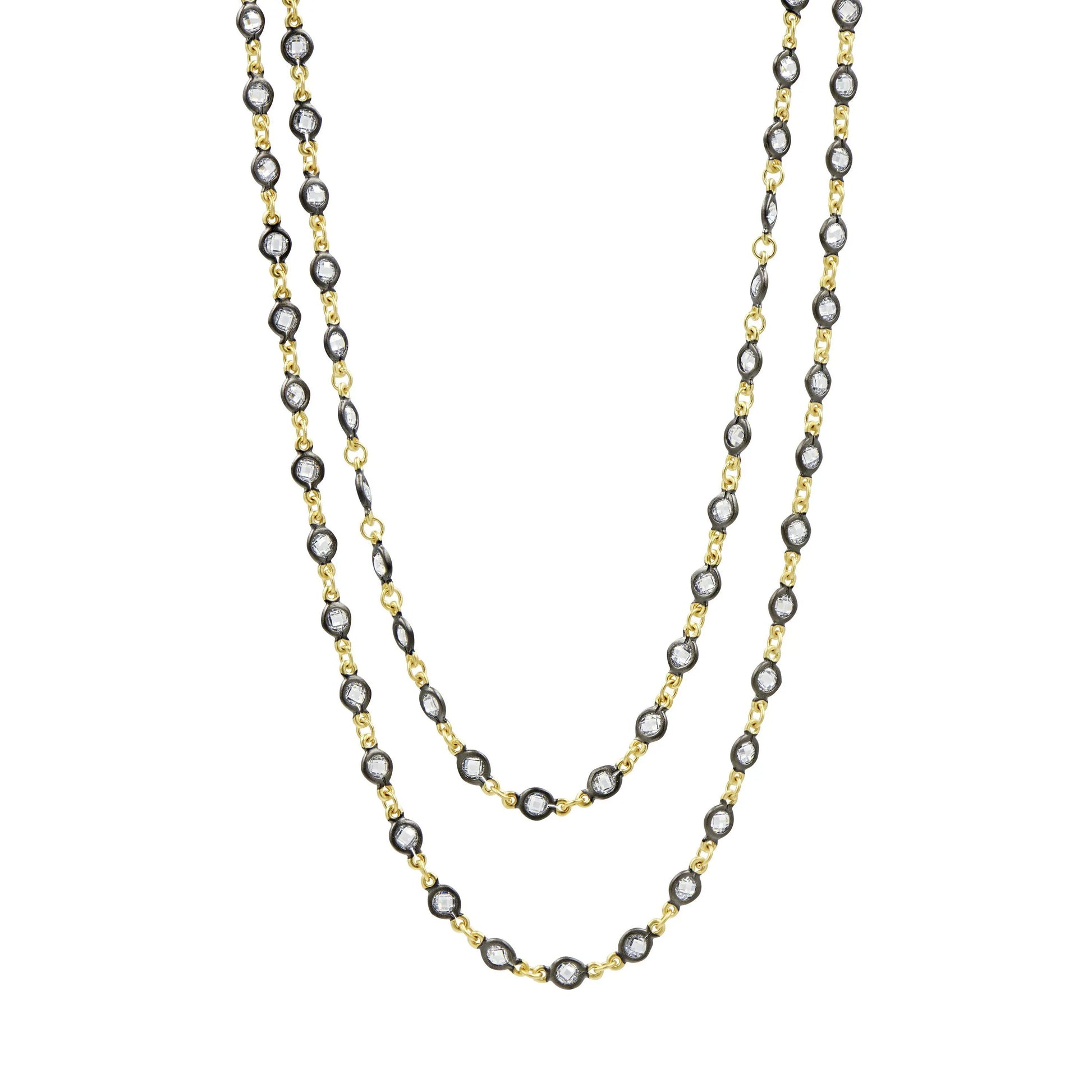 GoldBlack Faceted Stones Wrap Chain Necklace Signature NECKLACE