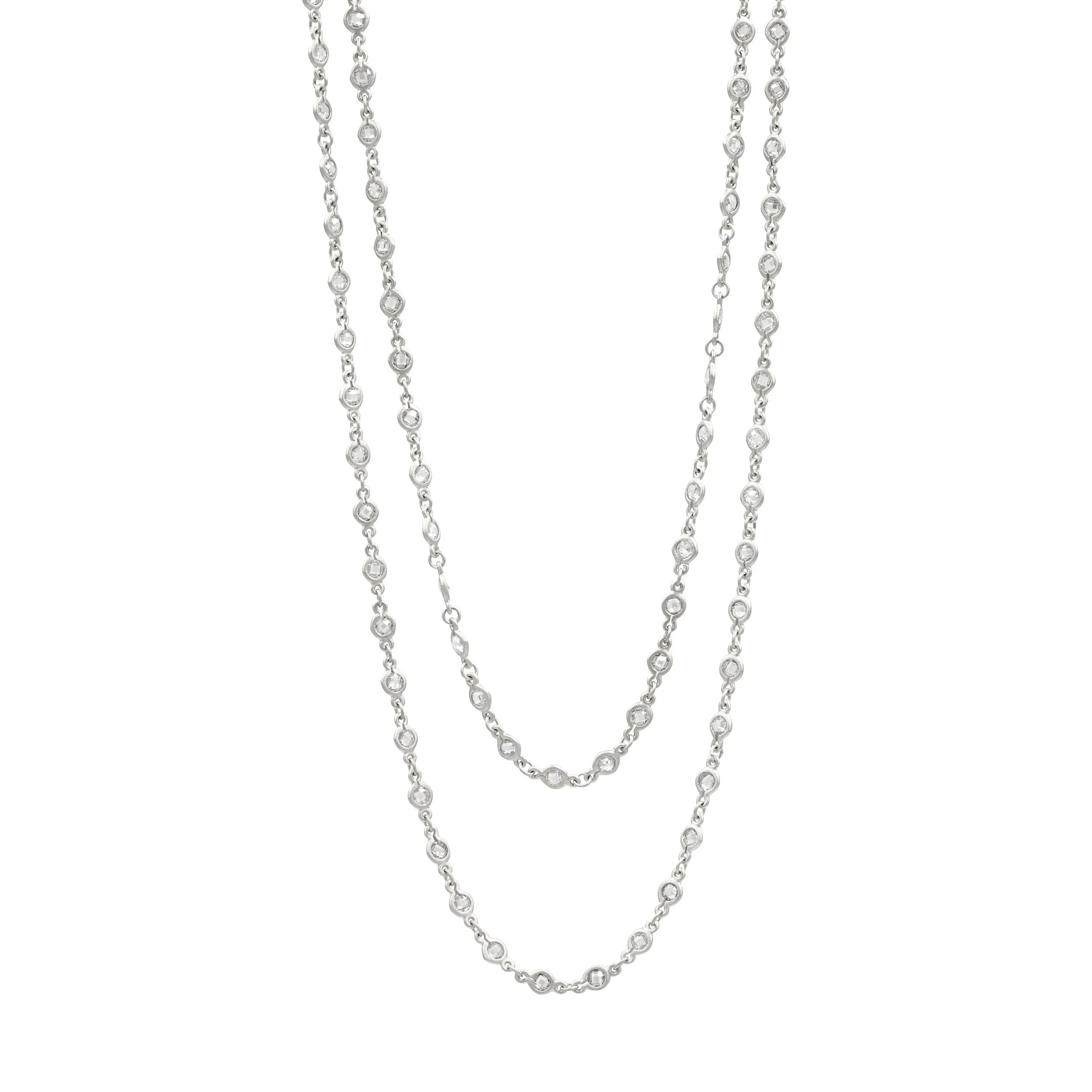 Silver Faceted Stones Wrap Chain Necklace Signature NECKLACE