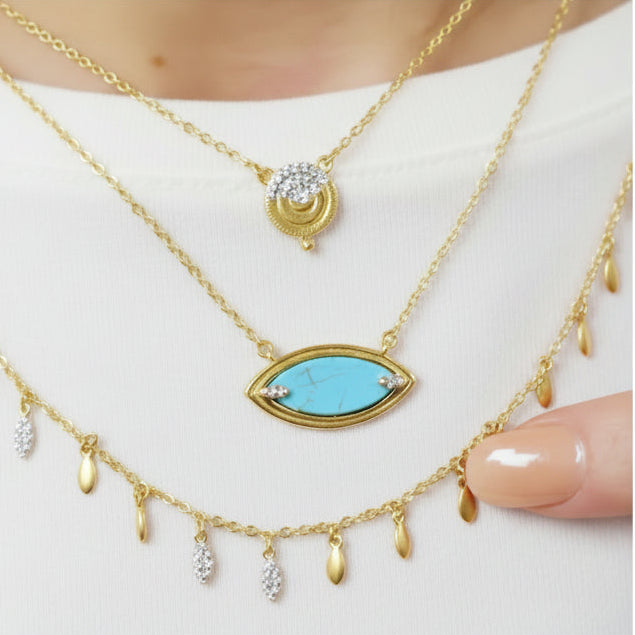 Fleur Bloom EMPIRE Turquoise Pendant Necklace - FREIDA ROTHMAN