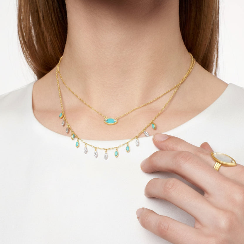 Fleur Bloom EMPIRE Turquoise Pendant Necklace - FREIDA ROTHMAN