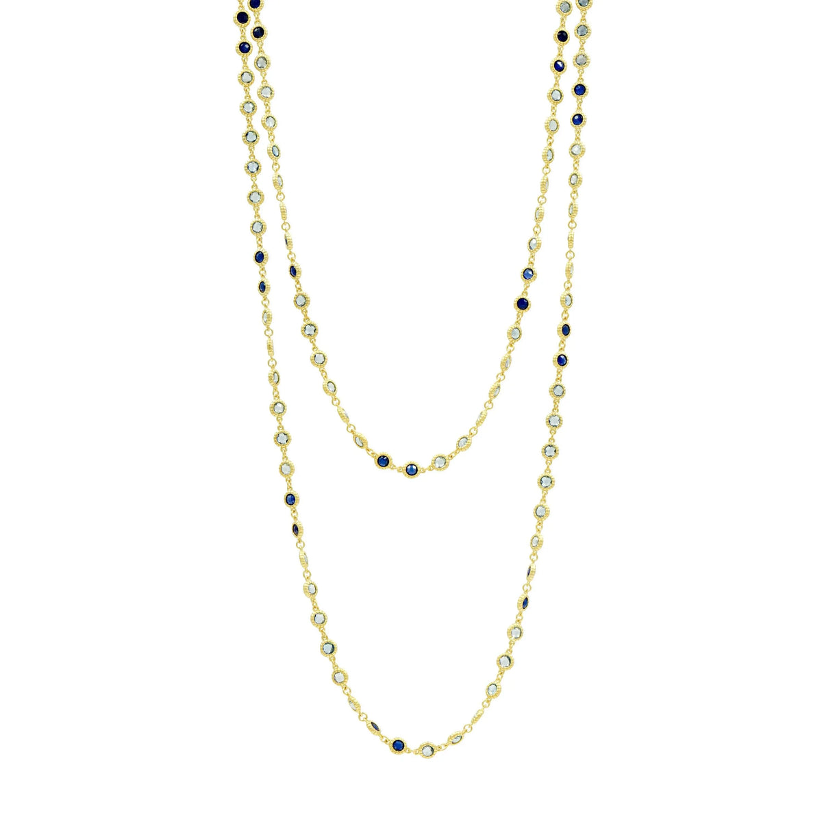 6014KGoldonSterlingSilver Imperial Blue Long Strand Necklace FR Vault NECKLACE