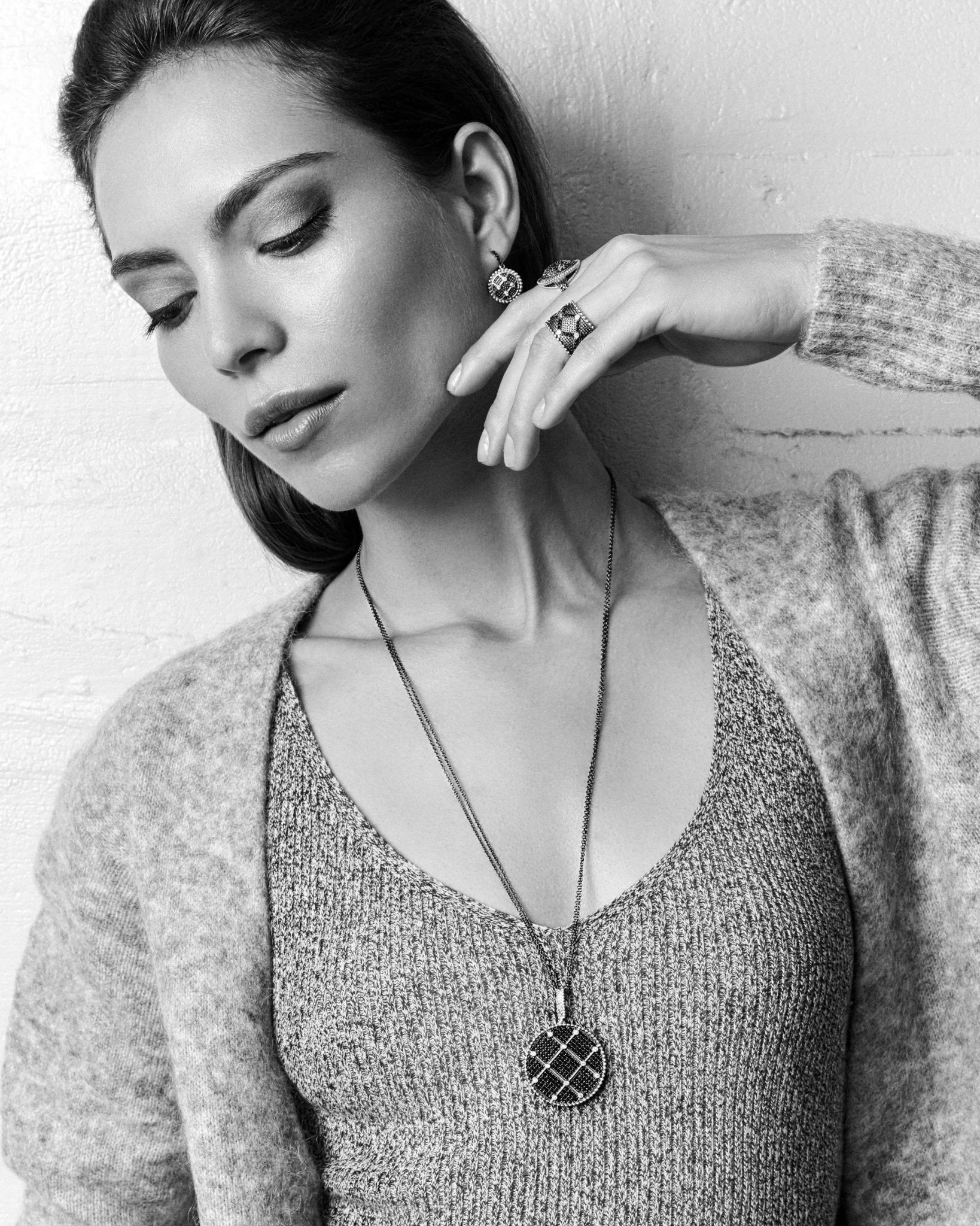 Industrial Finish Large Pav̩ Pendant Necklace - FREIDA ROTHMAN