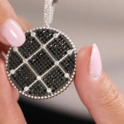 Industrial Finish Large Pav̩ Pendant Necklace - FREIDA ROTHMAN