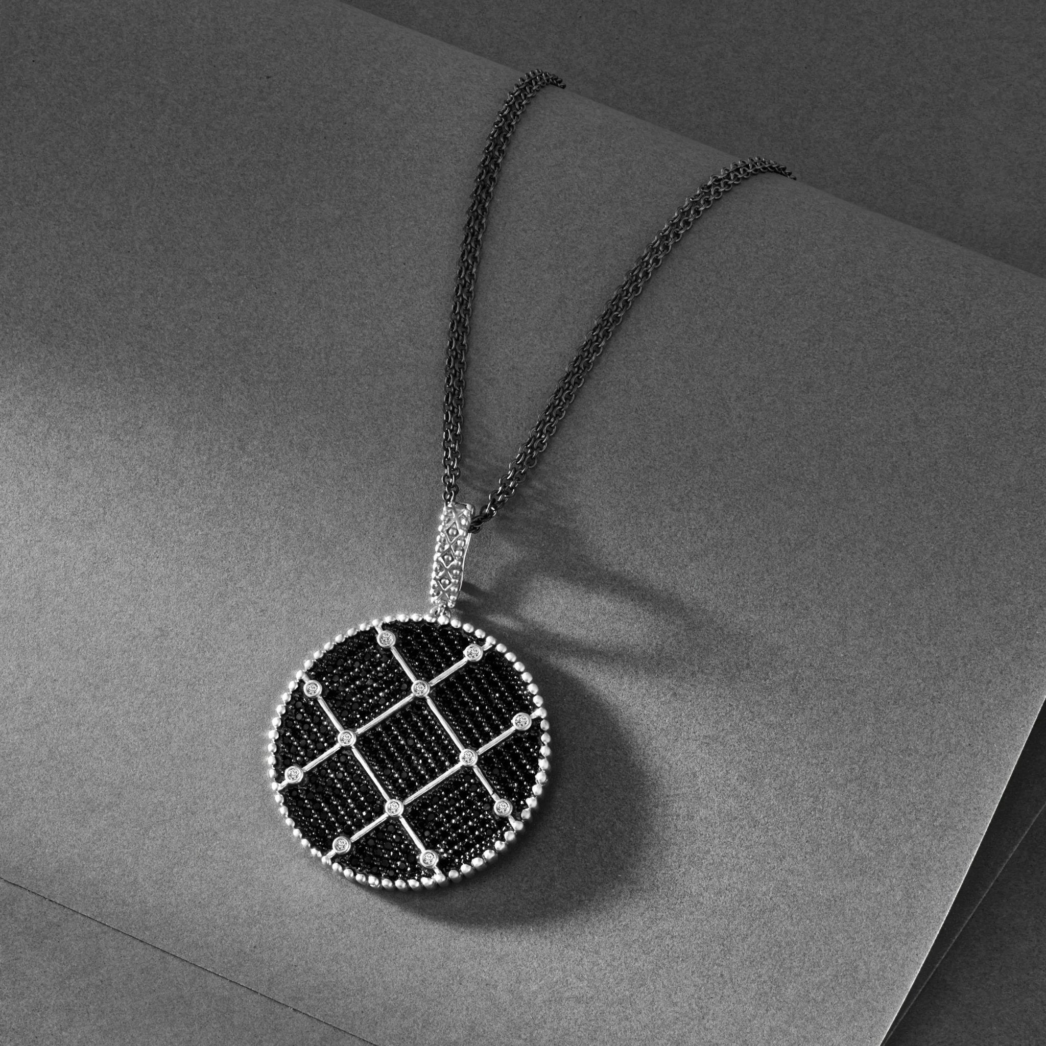 Industrial Finish Large Pav̩ Pendant Necklace - FREIDA ROTHMAN