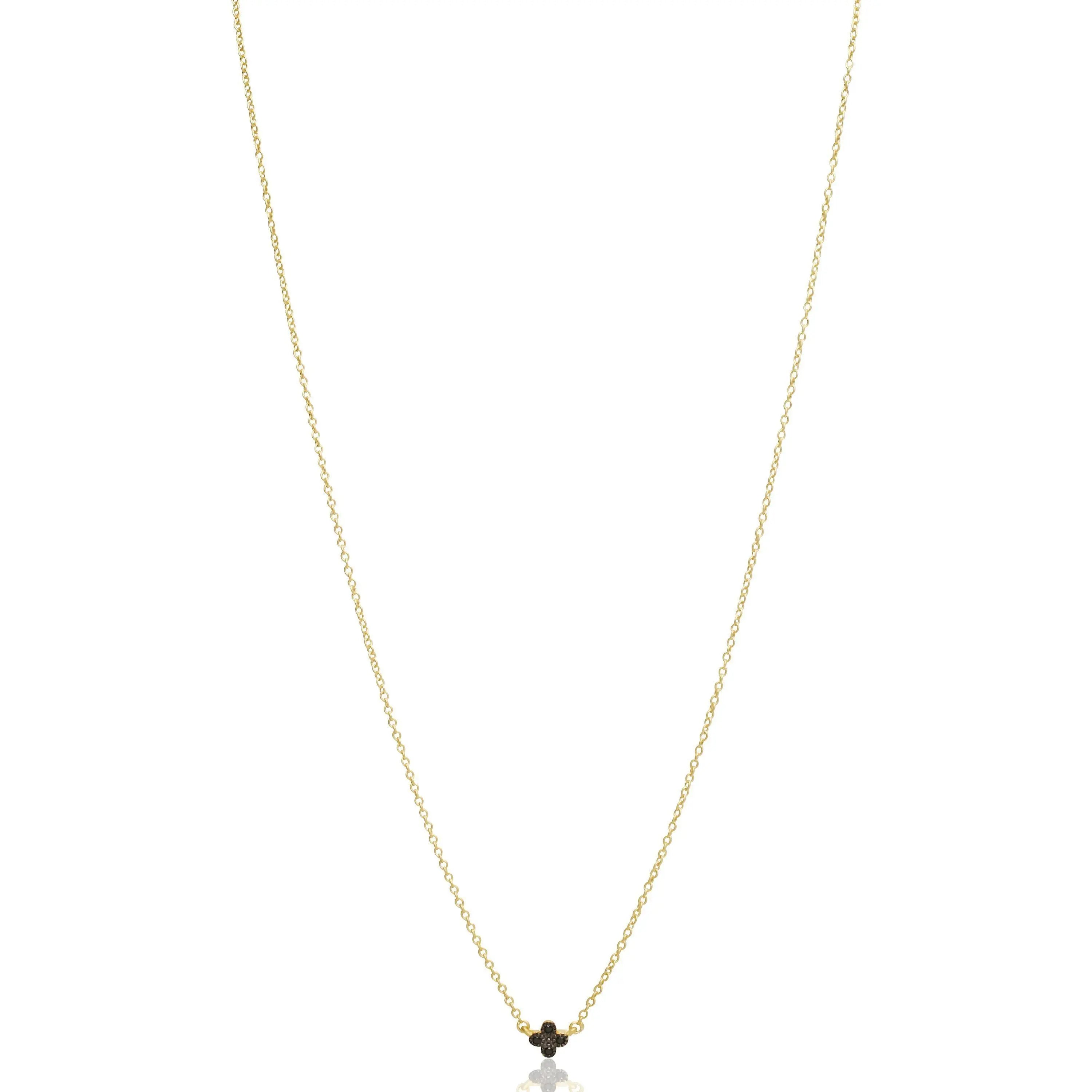 Black Pave Mini Clover Necklace - FREIDA ROTHMAN