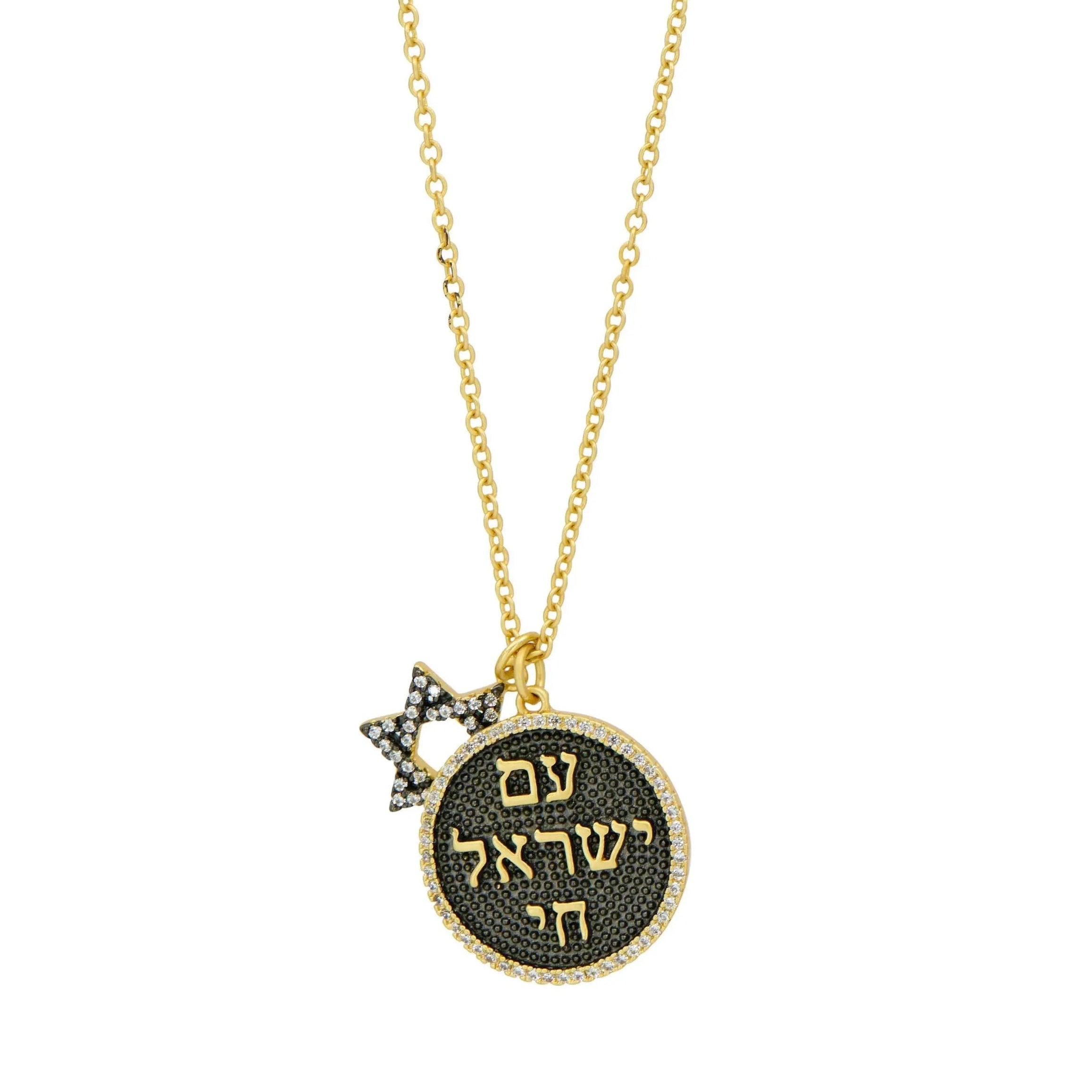 GoldandBlack Star of David Pendant Necklace FREIDA ROTHMAN NECKLACE